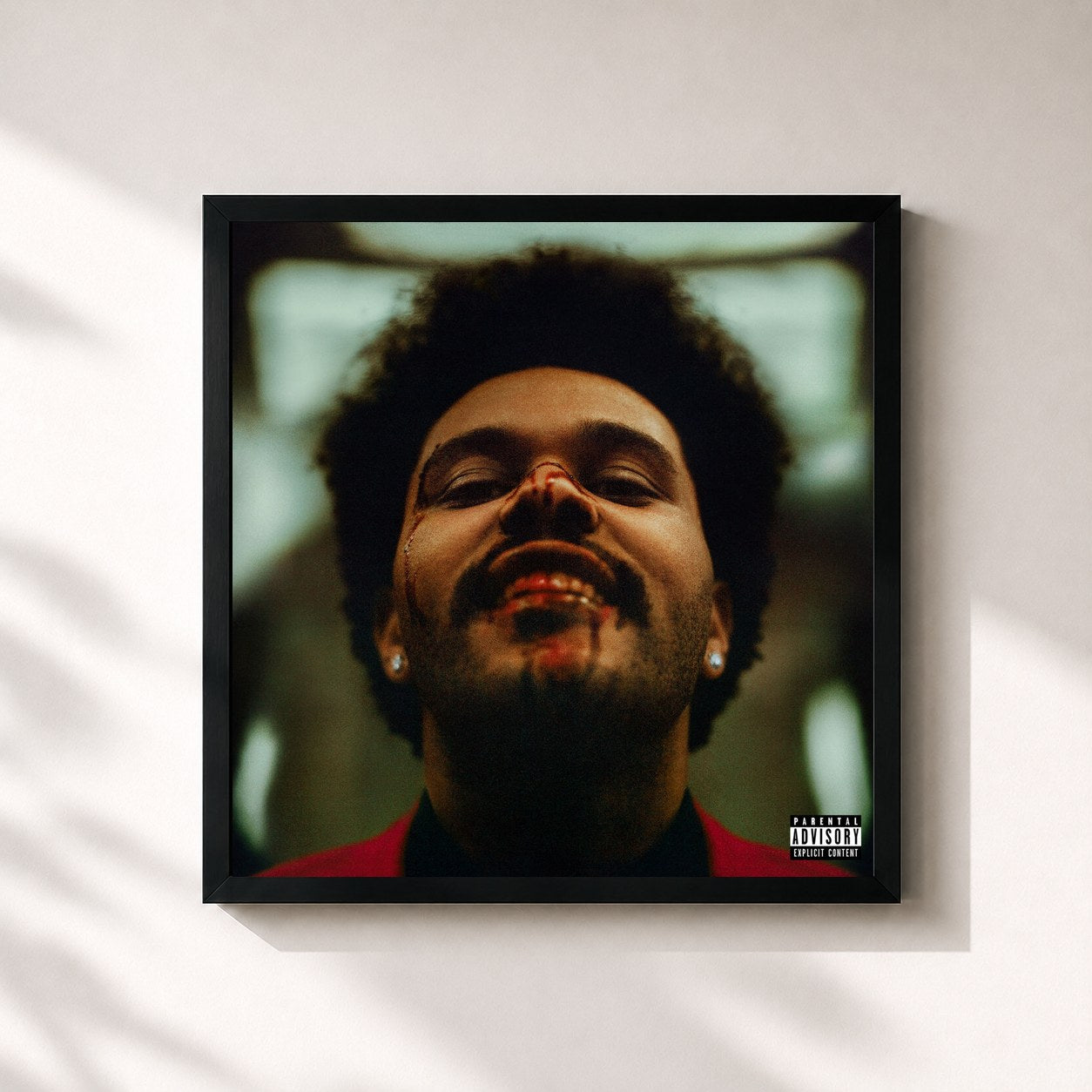 #noir Tableau carré de l'album After Hours de The Weeknd, cadre noir 32x32 cm