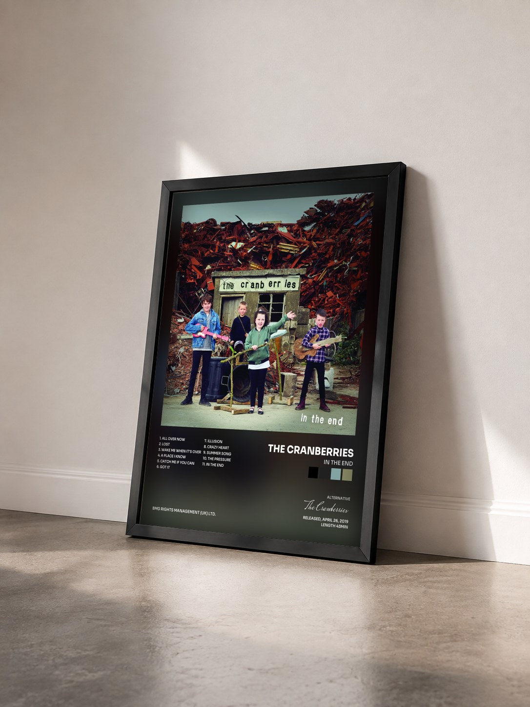 #noir In the End by The Cranberries as a framed art print seen at an angle, black frame