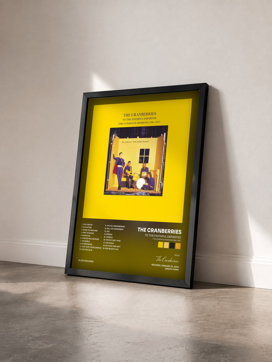 #noir To The Faithful Departed (The Complete Sessions 1996-1997) by The Cranberries as a framed art print seen at an angle, black frame