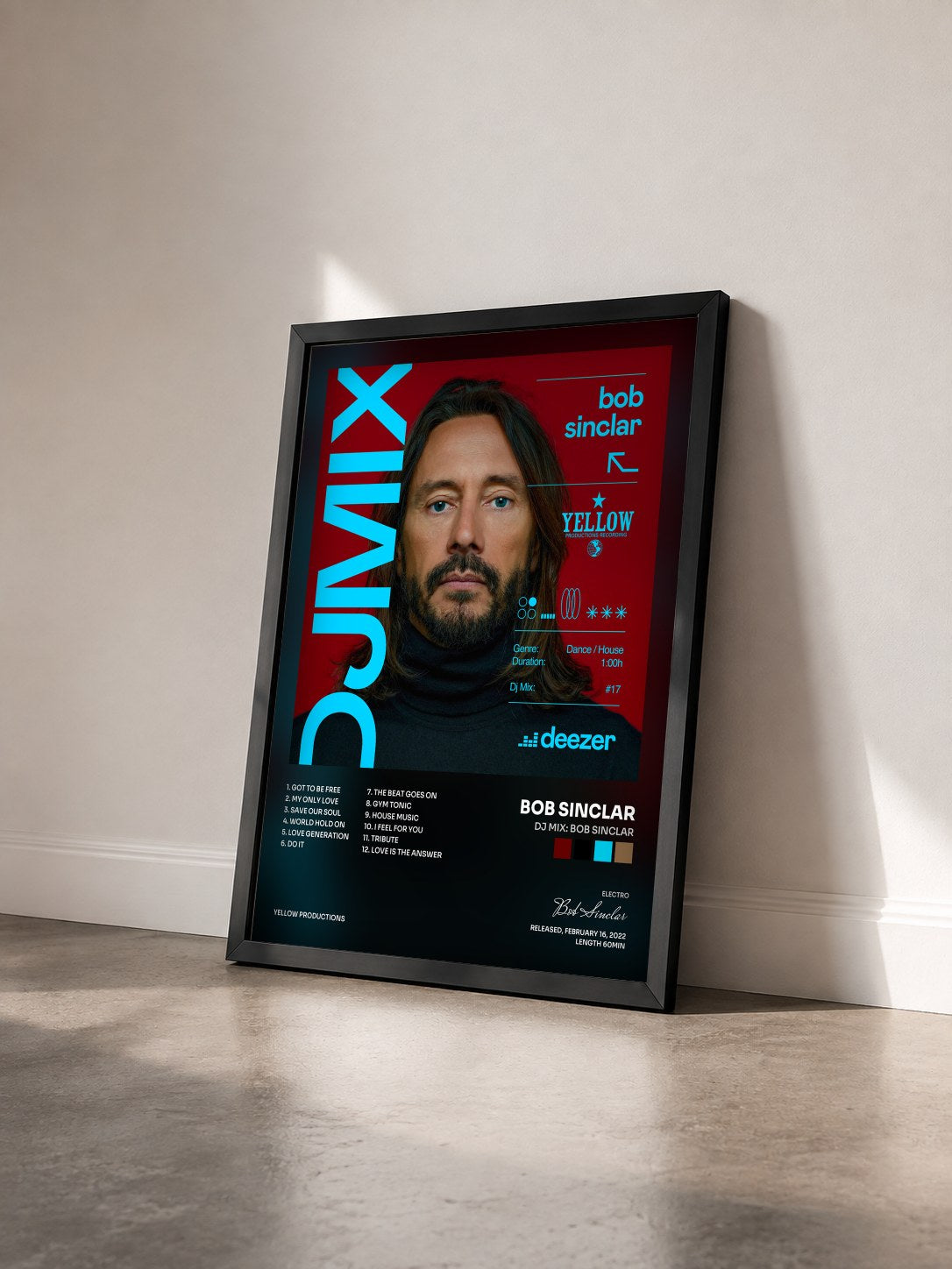 #noir Tableau de l'album DJ Mix: Bob Sinclar de Bob Sinclar vu de trois quarts, cadre noir