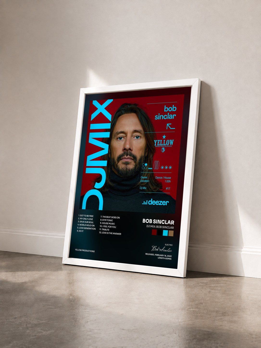 #blanc Tableau de l'album DJ Mix: Bob Sinclar de Bob Sinclar vu de trois quarts, cadre blanc