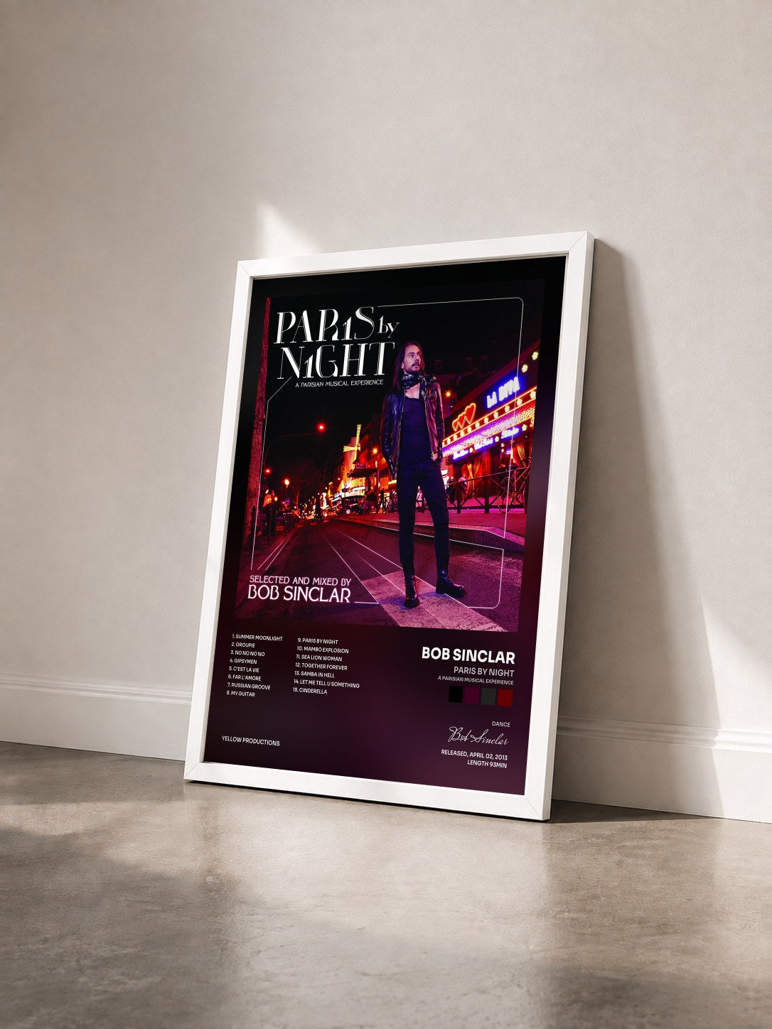 #blanc Tableau de l'album Paris By Night (A Parisian Musical Experience) de Bob Sinclar vu de trois quarts, cadre blanc