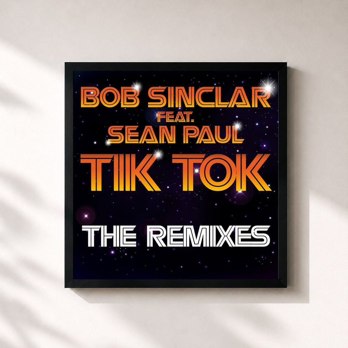 #noir Tableau carré de l'album Tik Tok (Remixes) de Bob Sinclar, cadre noir 32x32 cm