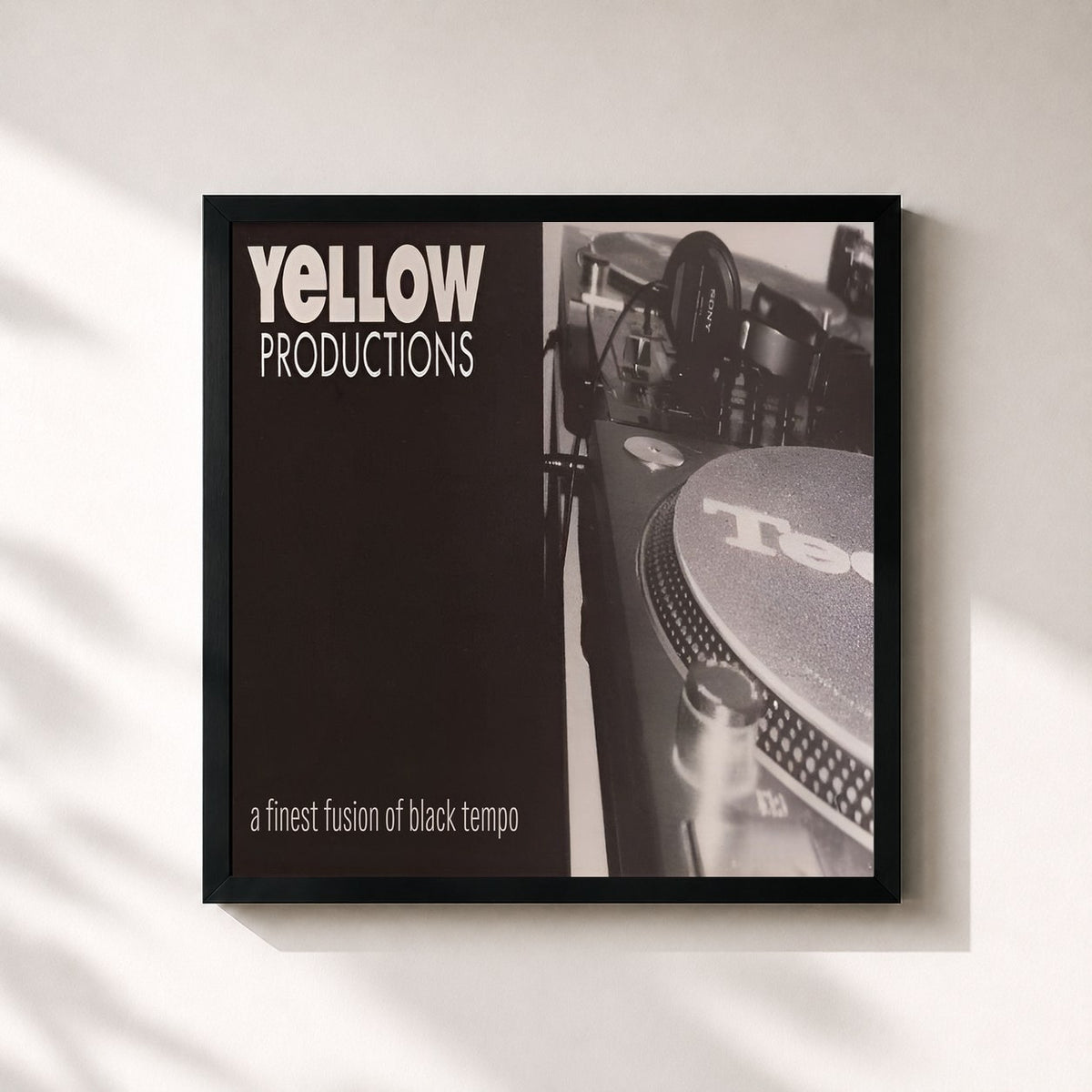 #noir Tableau carré de l'album A Finest Fusion of Black Tempo de Bob Sinclar, cadre noir 32x32 cm