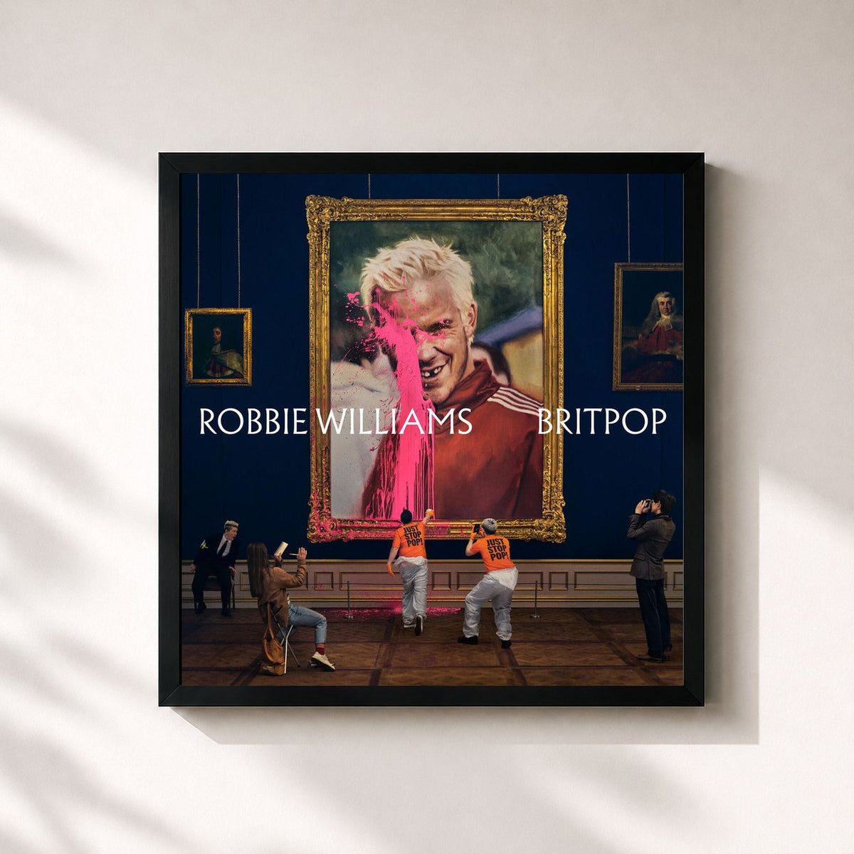#noir Tableau carré de l'album BRITPOP de Robbie Williams, cadre noir 32x32 cm