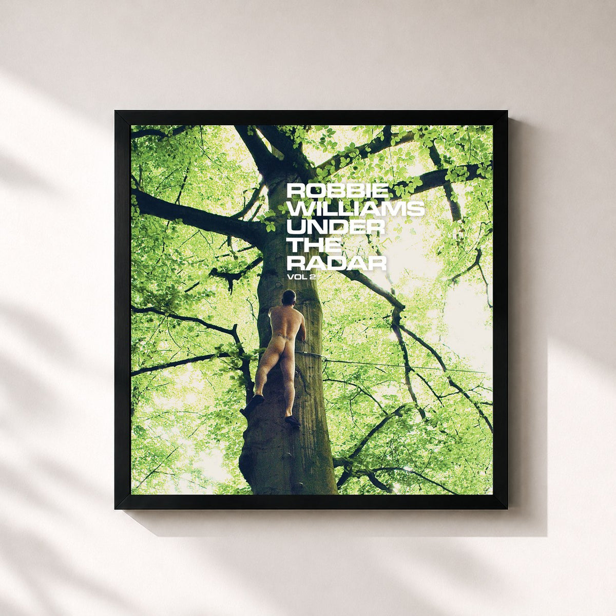 #noir Tableau carré de l'album Under The Radar, Vol. 2 (Deluxe Edition) de Robbie Williams, cadre noir 32x32 cm
