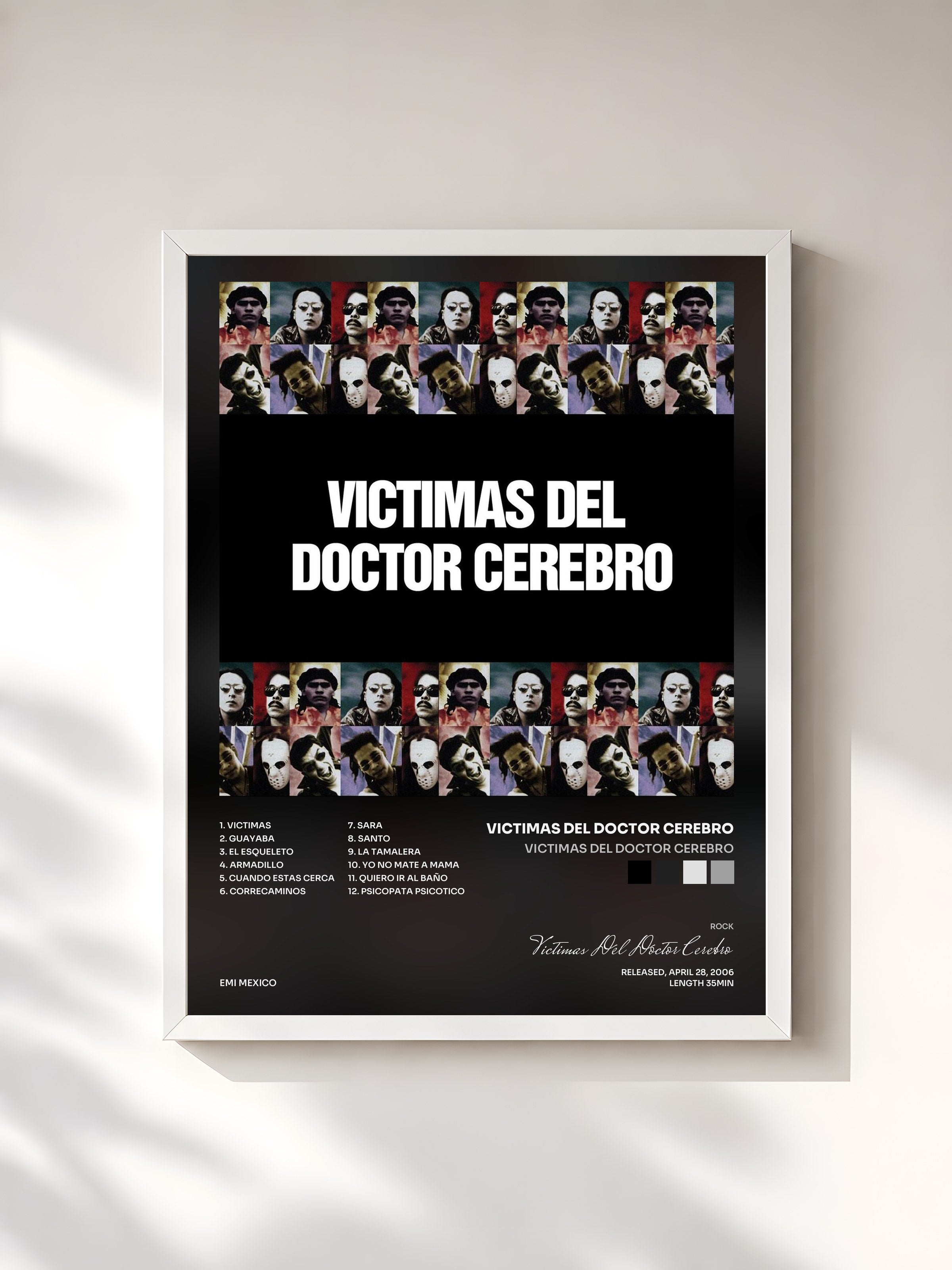 #blanc Tableau de l'album Victimas Del Doctor Cerebro de Victimas Del Doctor Cerebro, cadre blanc, imprimé et encadré en France