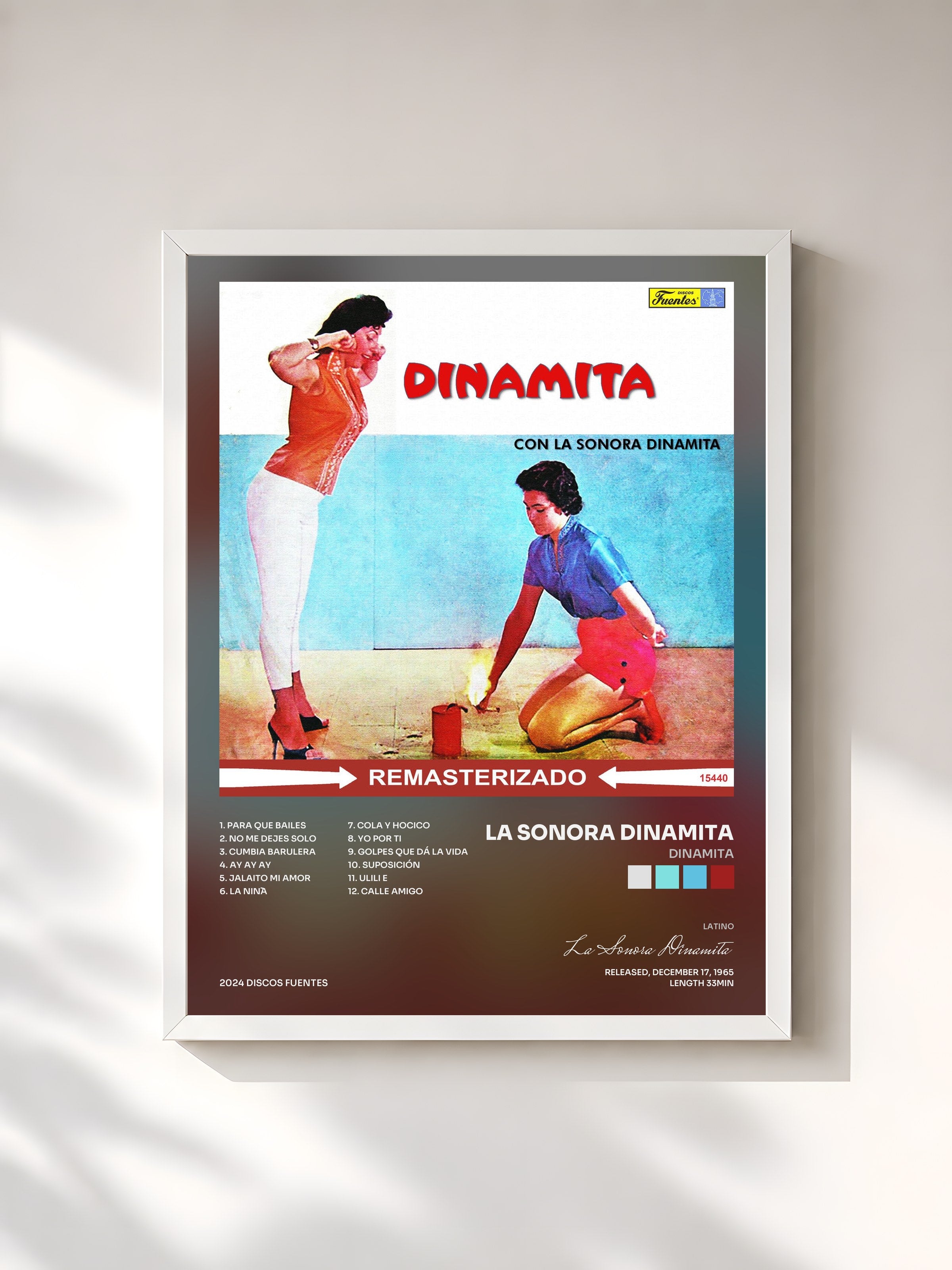 #blanc Tableau de l'album Dinamita de La Sonora Dinamita, cadre blanc, imprimé et encadré en France