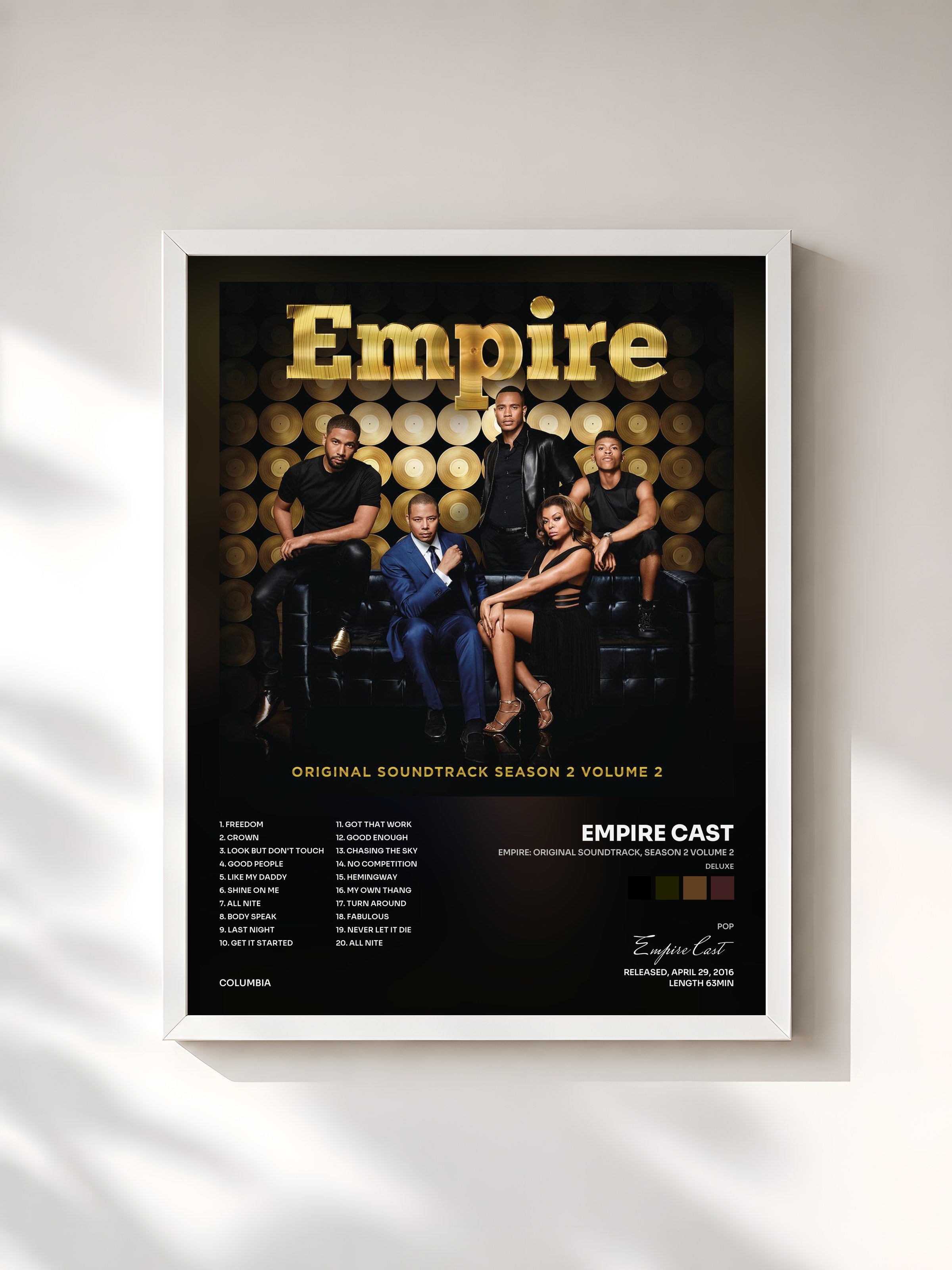 #blanc Tableau de l'album Empire: Original Soundtrack, Season 2 Volume 2 (Deluxe) de Empire Cast, cadre blanc, imprimé et encadré en France