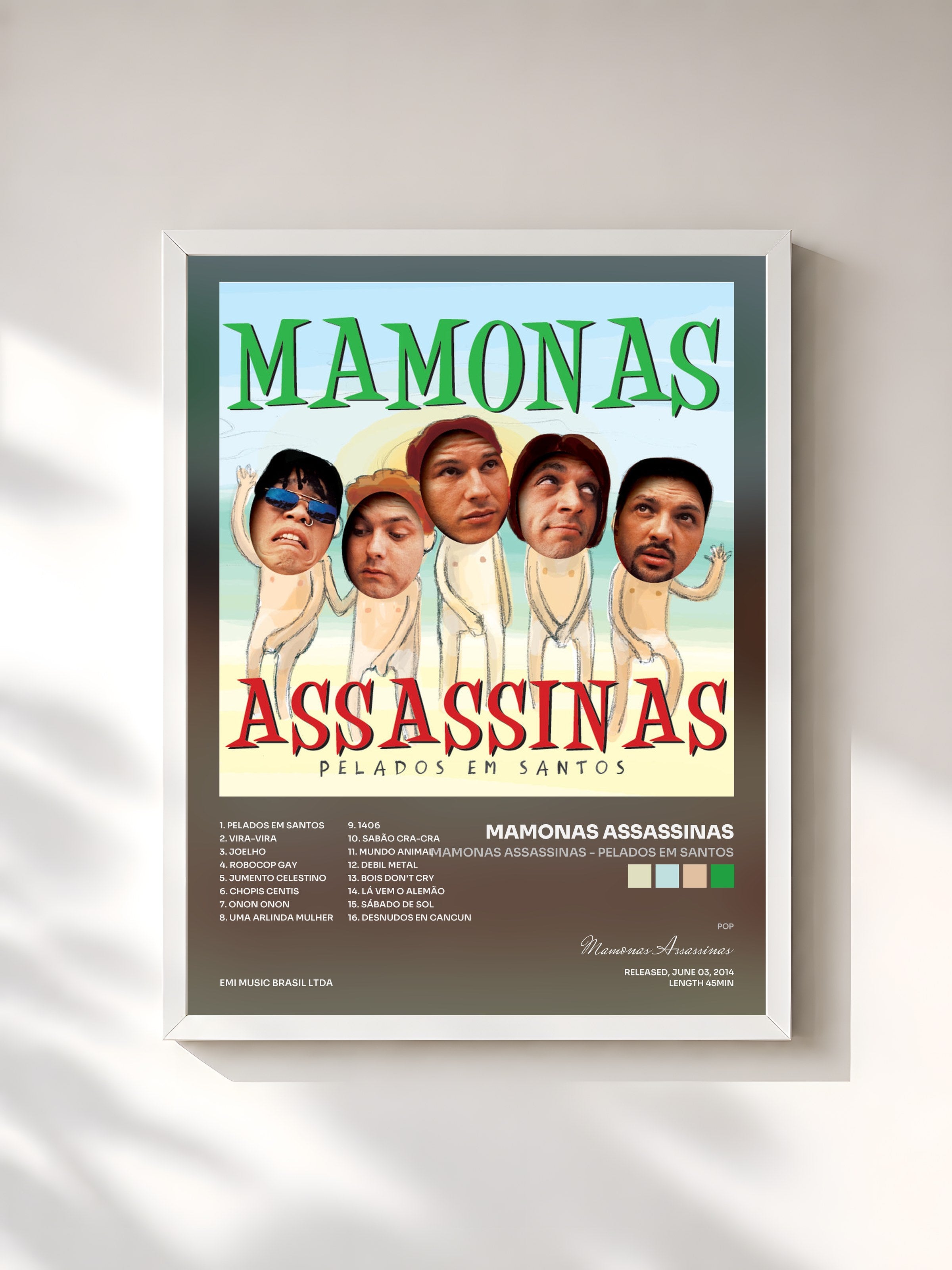 #blanc Tableau de l'album Mamonas Assassinas - Pelados Em Santos de Mamonas Assassinas, cadre blanc, imprimé et encadré en France