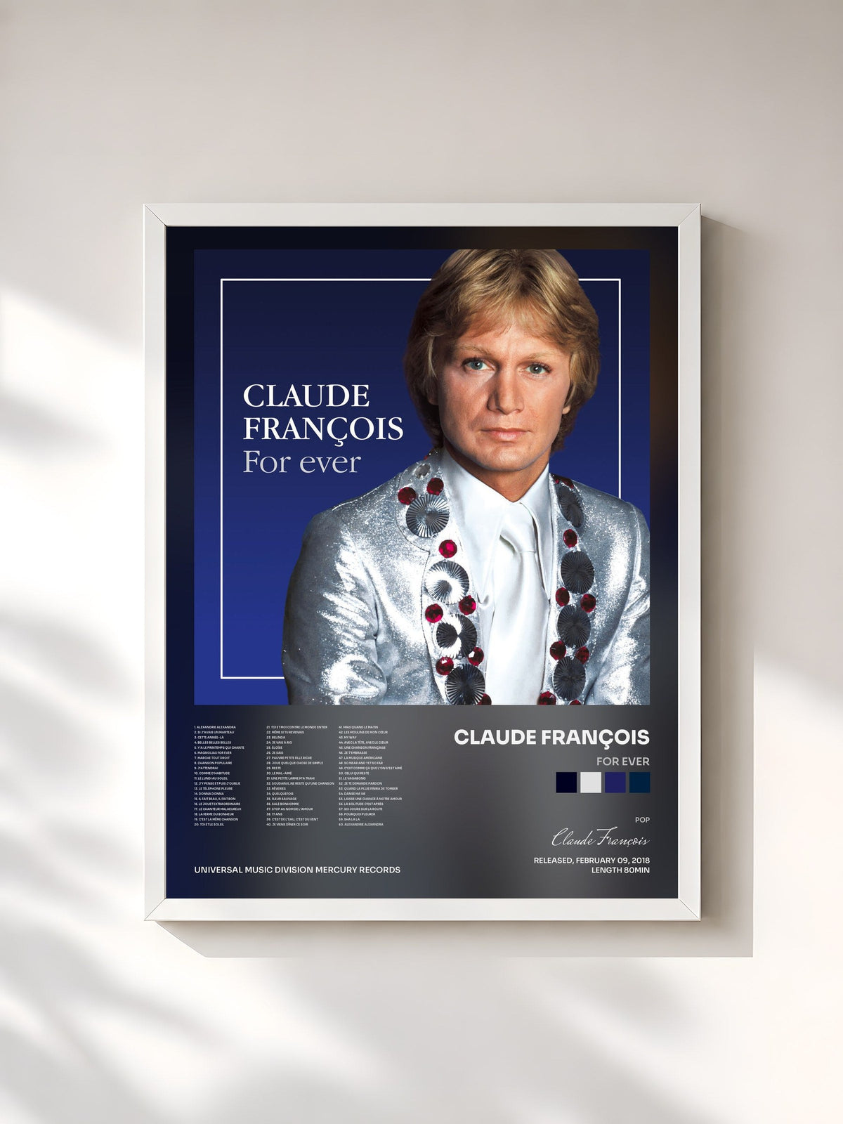#blanc For Ever von Claude François als gerahmter Kunstdruck, weißer Rahmen, gedruckt und gerahmt in Frankreich