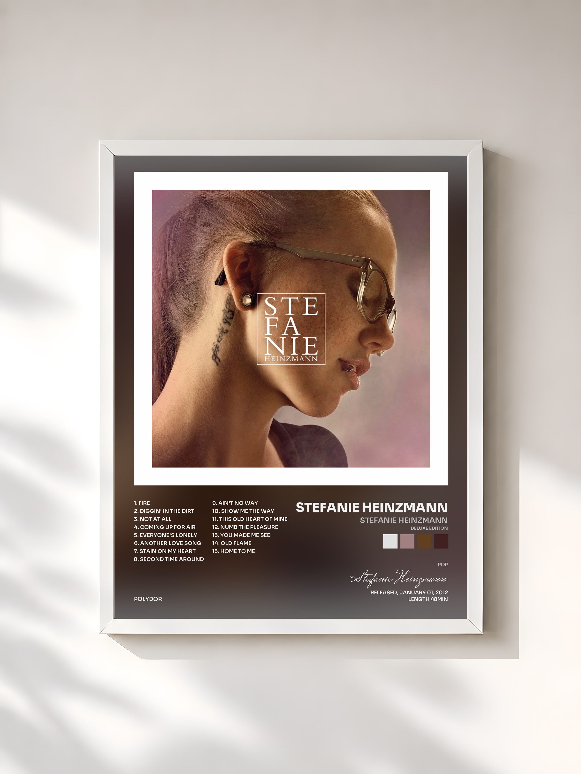 #blanc Tableau de l'album Stefanie Heinzmann (Deluxe Edition) de Stefanie Heinzmann, cadre blanc, imprimé et encadré en France