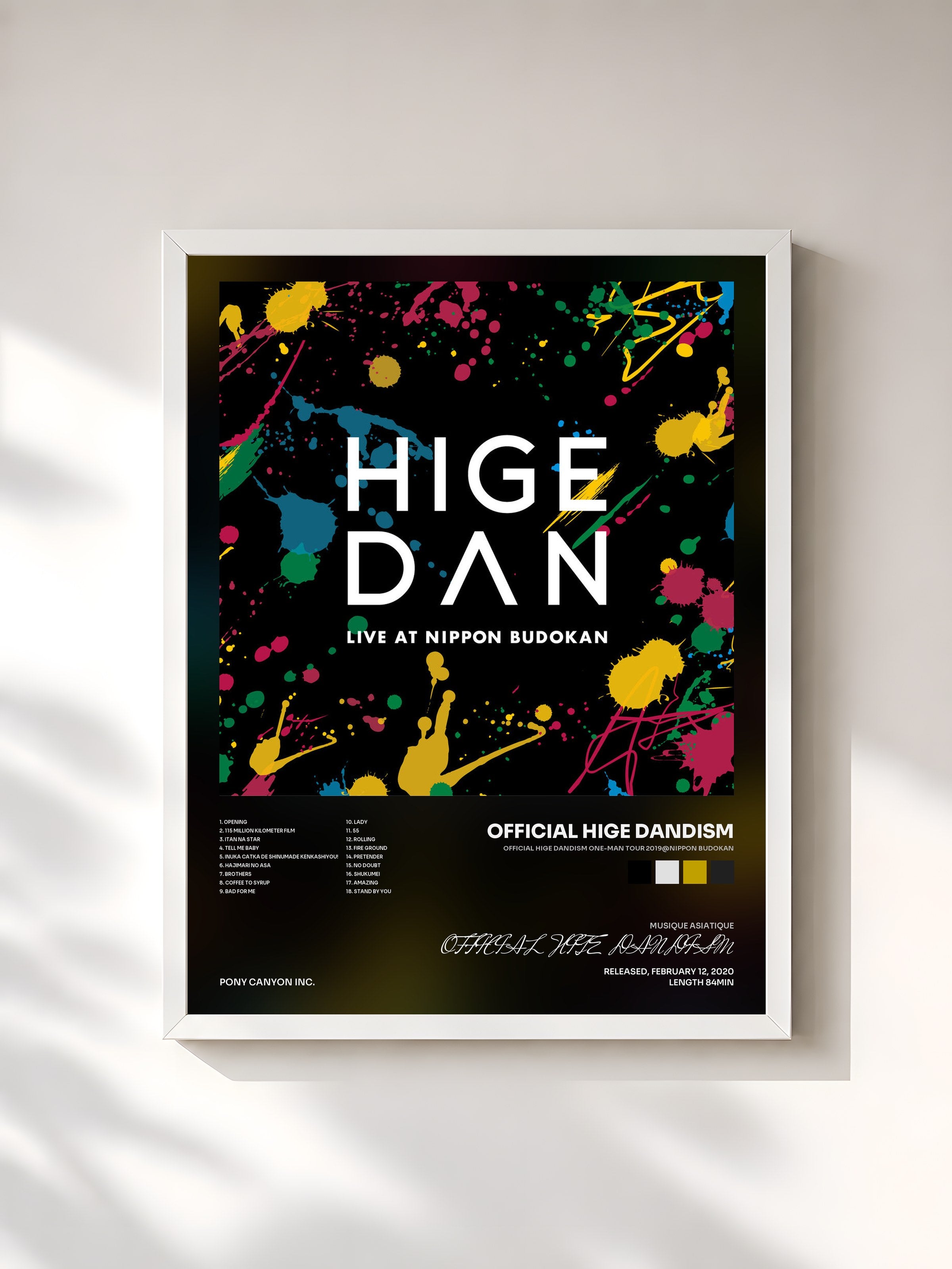 #blanc Tableau de l'album Official HIGE DANdism One-Man Tour 2019@Nippon Budokan de OFFICIAL HIGE DANDISM, cadre blanc, imprimé et encadré en France