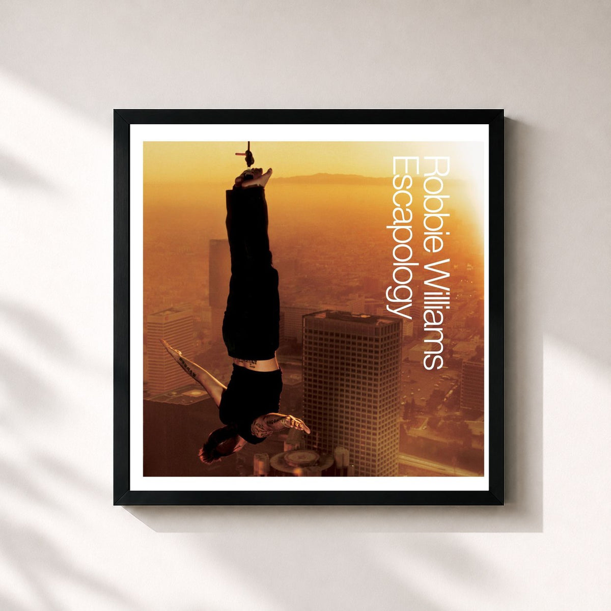 #noir Tableau carré de l'album Escapology de Robbie Williams, cadre noir 32x32 cm