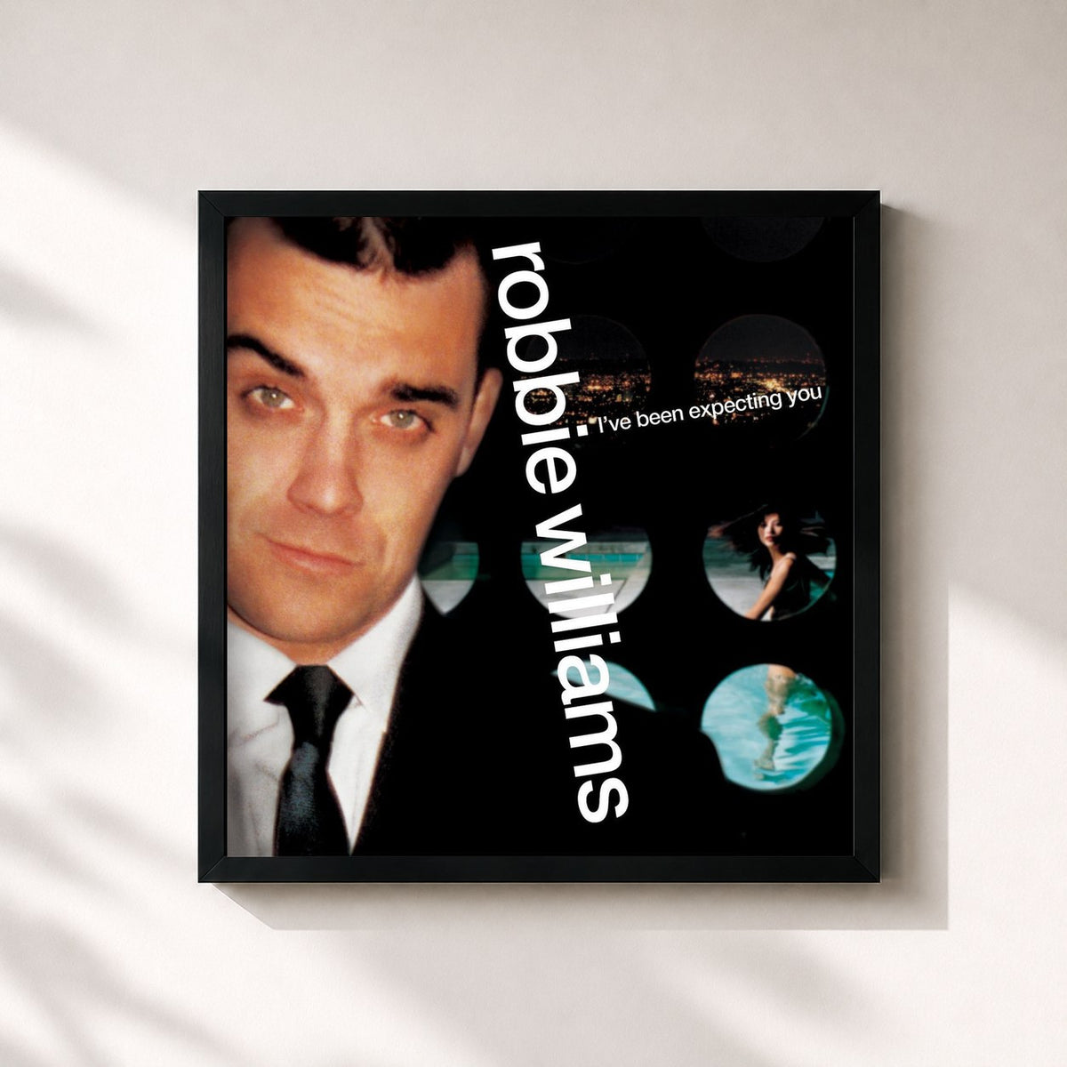 #noir Tableau carré de l'album I've Been Expecting You de Robbie Williams, cadre noir 32x32 cm