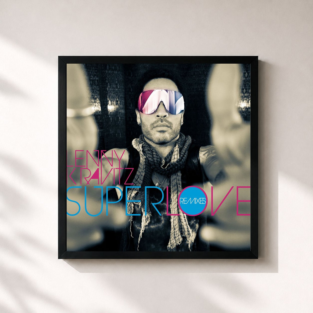 #noir Superlove (Remixes) von Lenny Kravitz als quadratischer Kunstdruck, schwarzer Rahmen 32x32 cm