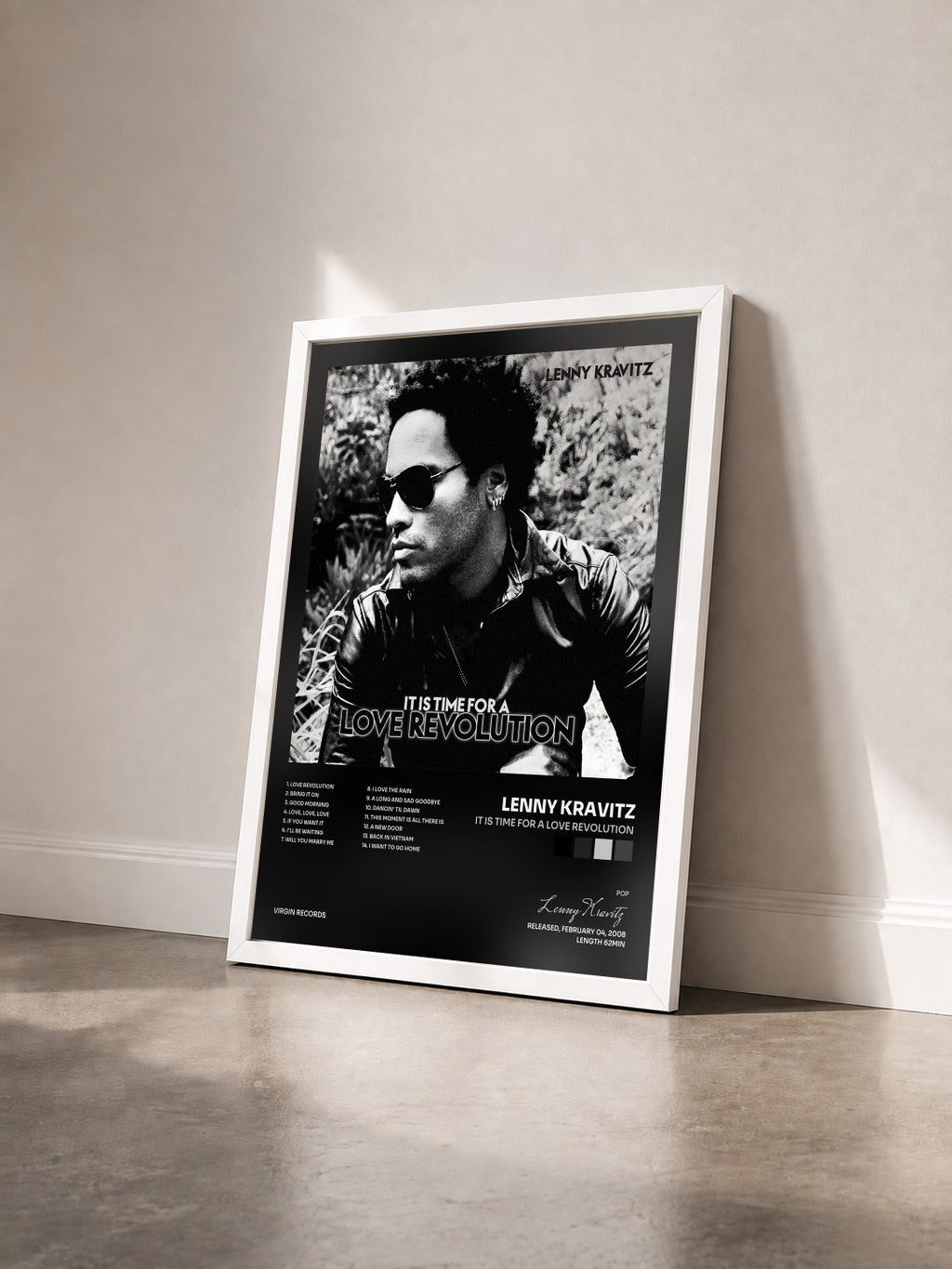 #blanc It Is Time For A Love Revolution von Lenny Kravitz als gerahmter Kunstdruck von schräg gesehen, weißer Rahmen