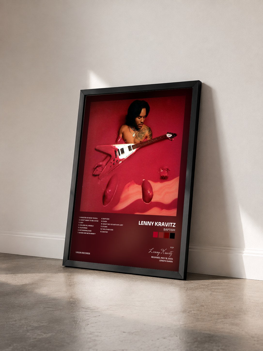#noir Baptism von Lenny Kravitz als gerahmter Kunstdruck von schräg gesehen, schwarzer Rahmen