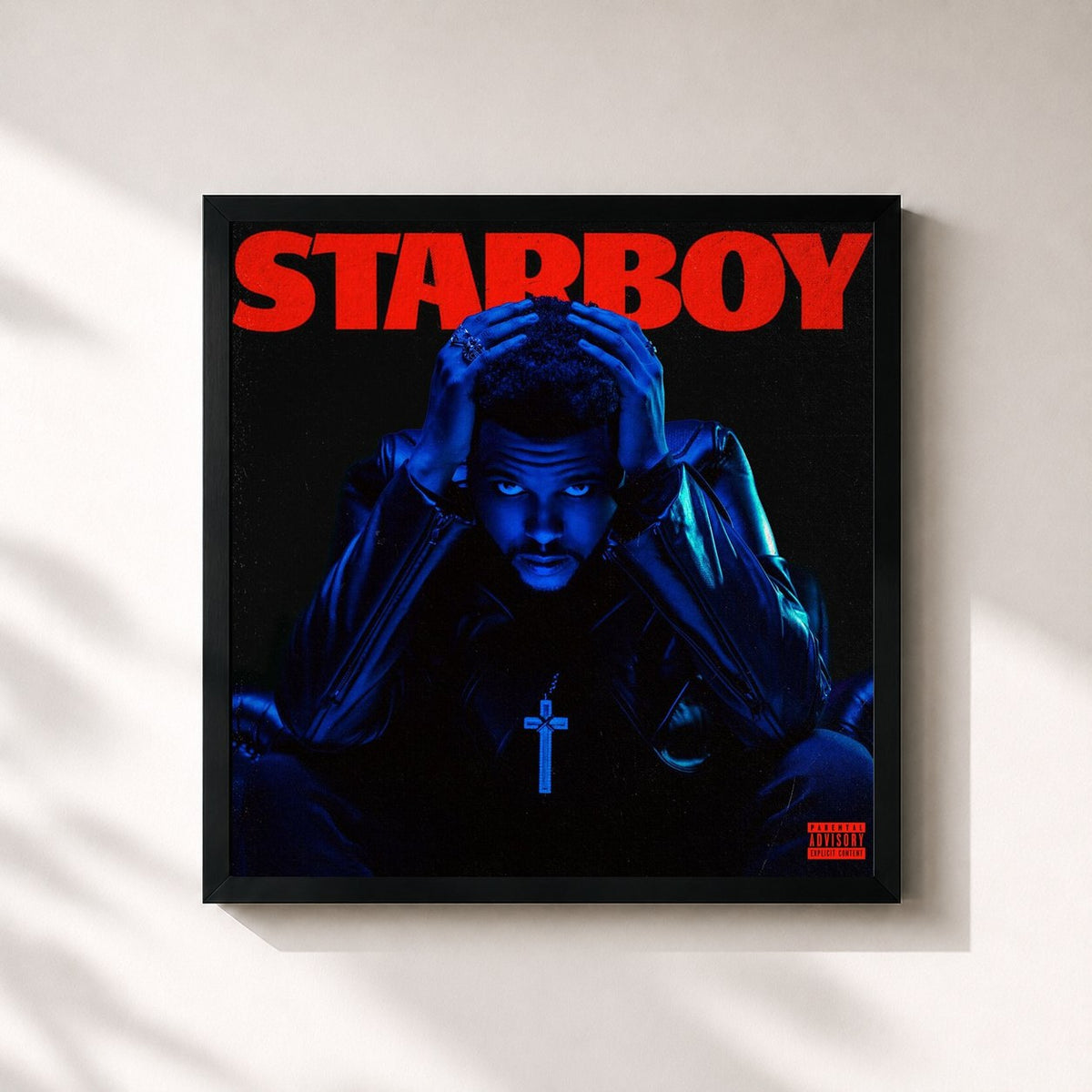 #noir Tableau carré de l'album Starboy (Deluxe) de The Weeknd, cadre noir 32x32 cm
