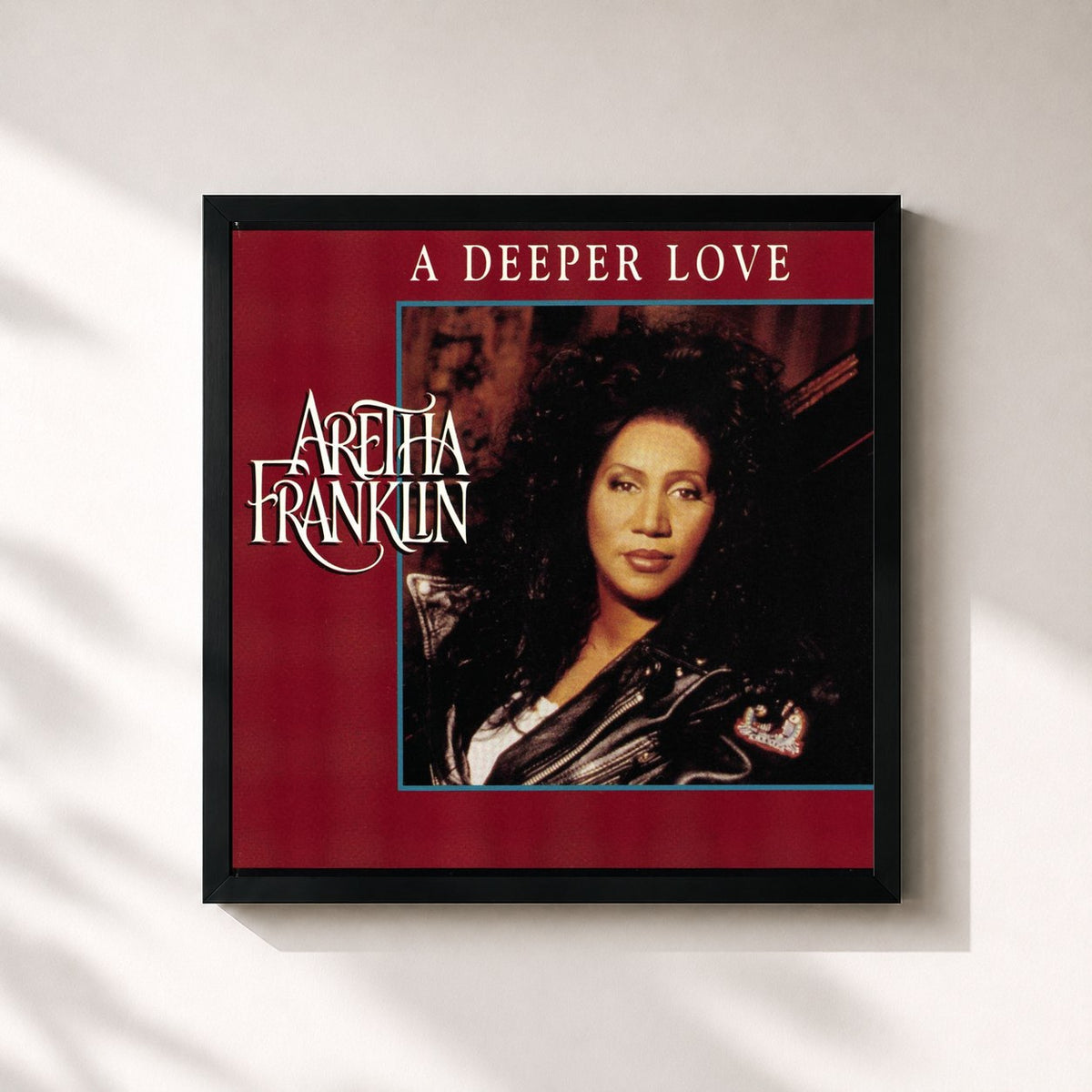 #noir Tableau carré de l'album Dance Vault Mixes - (Pride) A Deeper Love de Aretha Franklin, cadre noir 32x32 cm