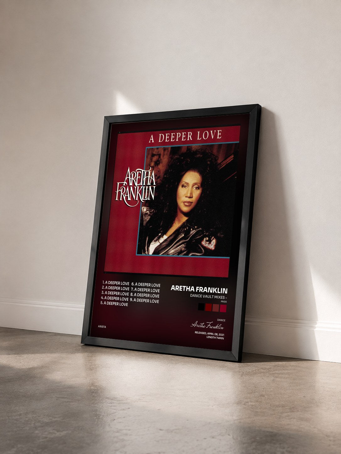 #noir Tableau de l'album Dance Vault Mixes - (Pride) A Deeper Love de Aretha Franklin vu de trois quarts, cadre noir