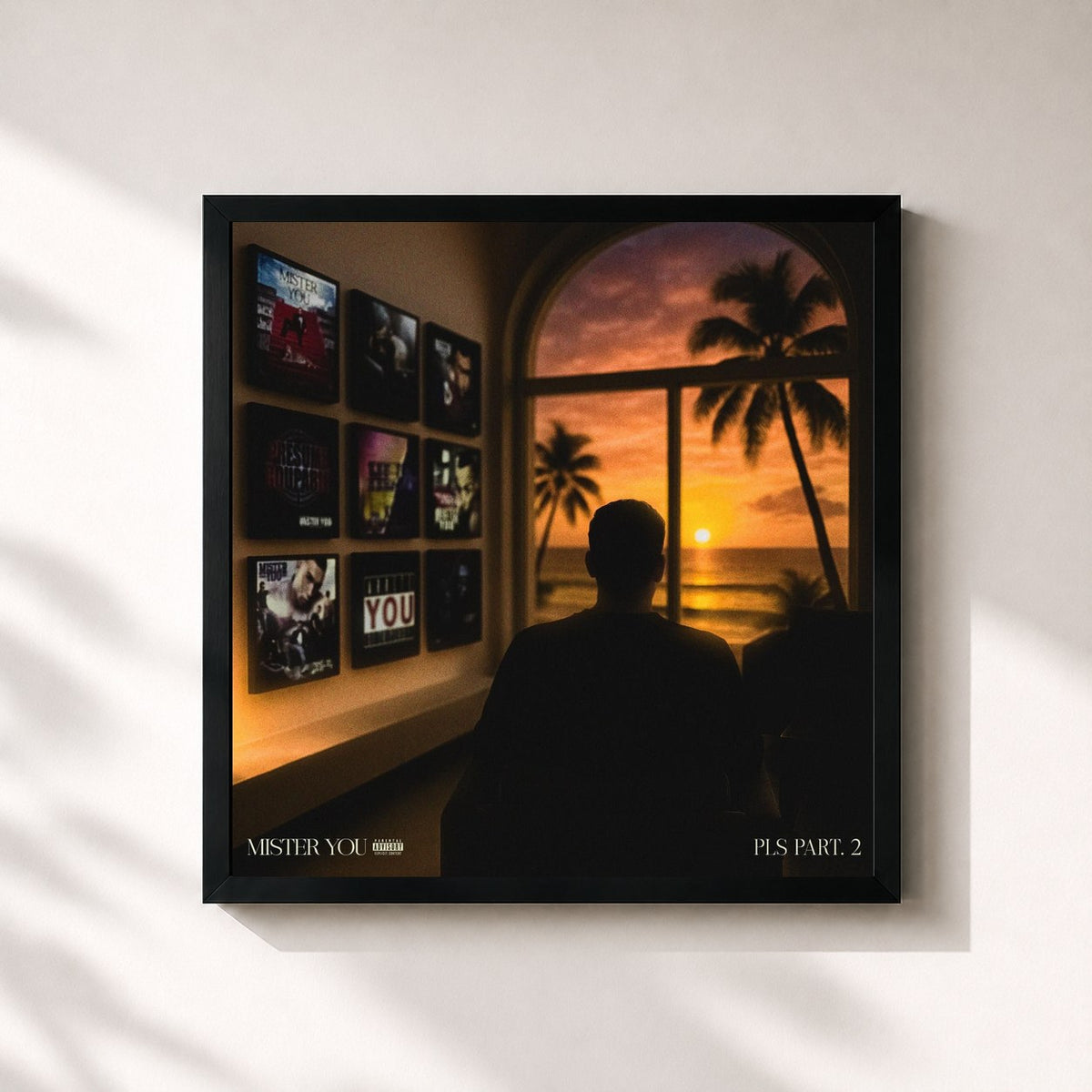 #noir Tableau carré de l'album PLS de Mister You, cadre noir 32x32 cm