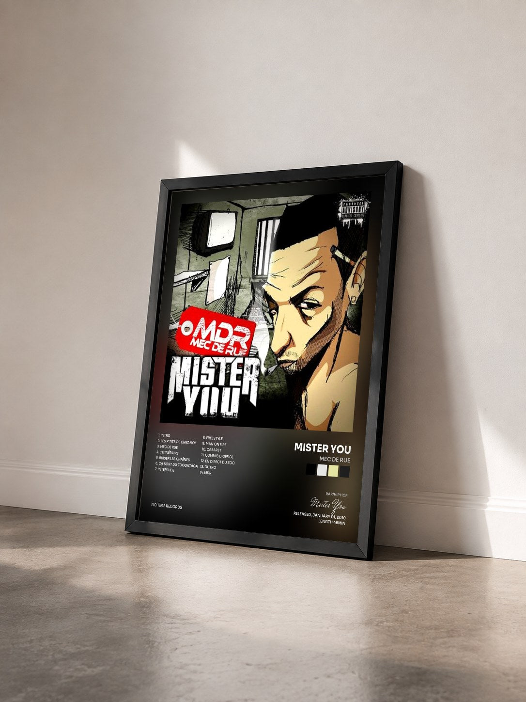 #noir Tableau de l'album Mec De Rue de Mister You vu de trois quarts, cadre noir