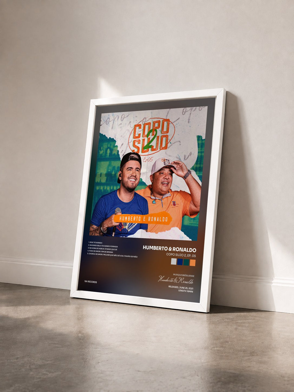 #blanc Tableau de l'album Copo Sujo 2, Ep. 05 de Humberto & Ronaldo vu de trois quarts, cadre blanc