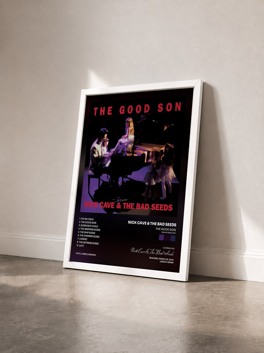 #blanc Tableau de l'album The Good Son (Remastered 2010) de Nick Cave & The Bad Seeds vu de trois quarts, cadre blanc