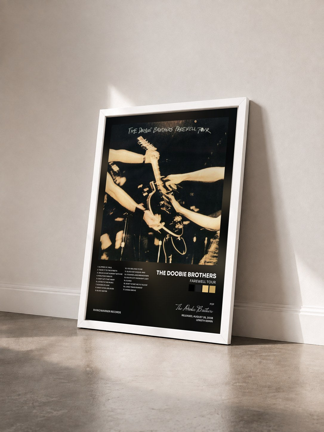 #blanc Tableau de l'album Farewell Tour de The Doobie Brothers vu de trois quarts, cadre blanc
