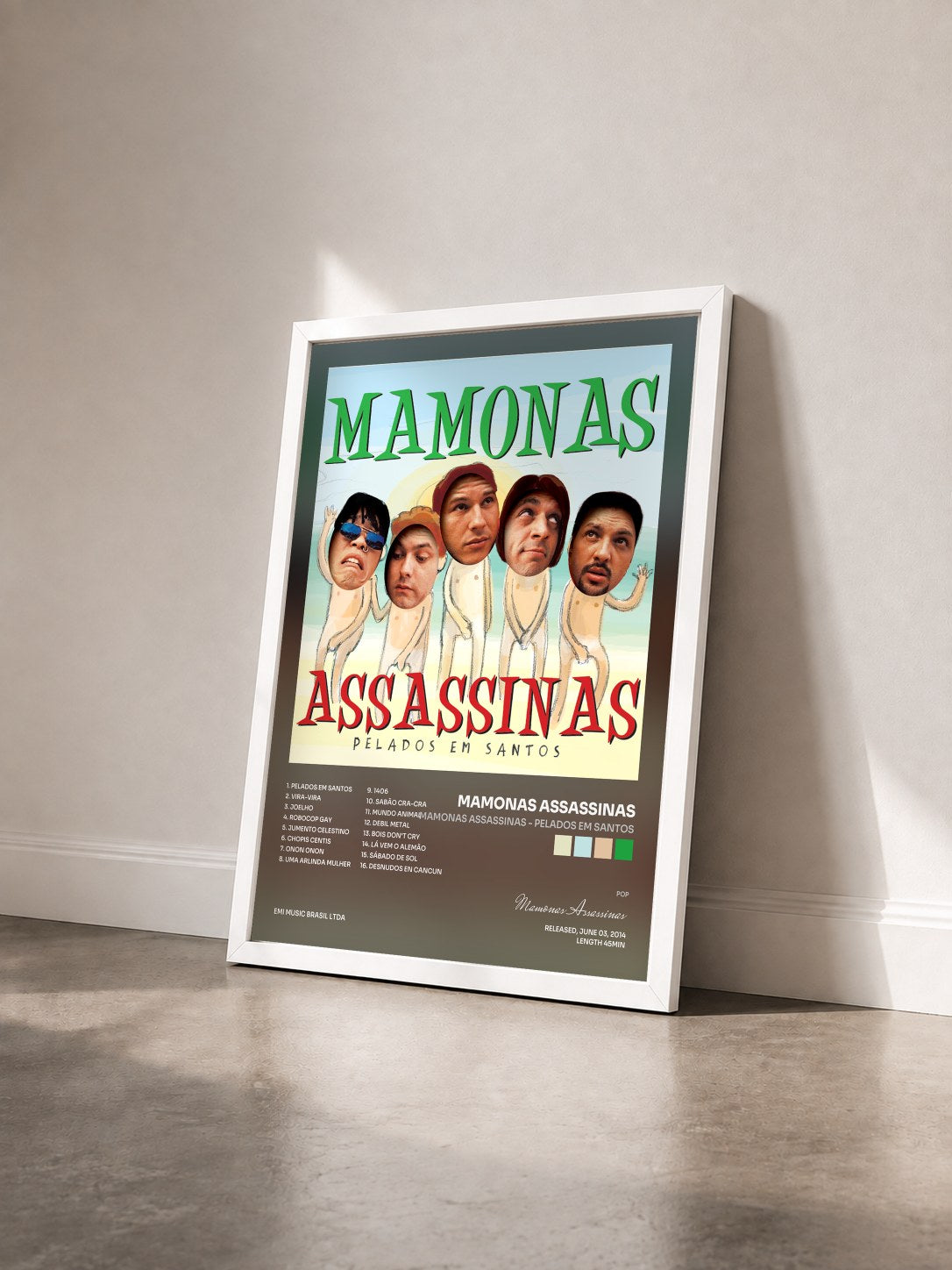 #blanc Tableau de l'album Mamonas Assassinas - Pelados Em Santos de Mamonas Assassinas vu de trois quarts, cadre blanc