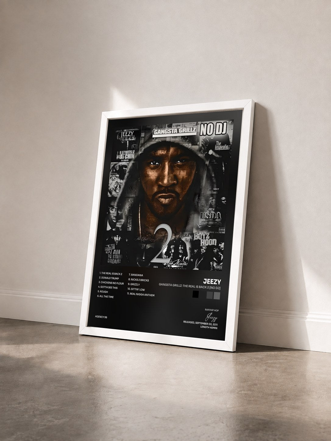 #blanc Tableau de l'album Gangsta Grillz: The Real Is Back 2 [No DJ] de Jeezy vu de trois quarts, cadre blanc