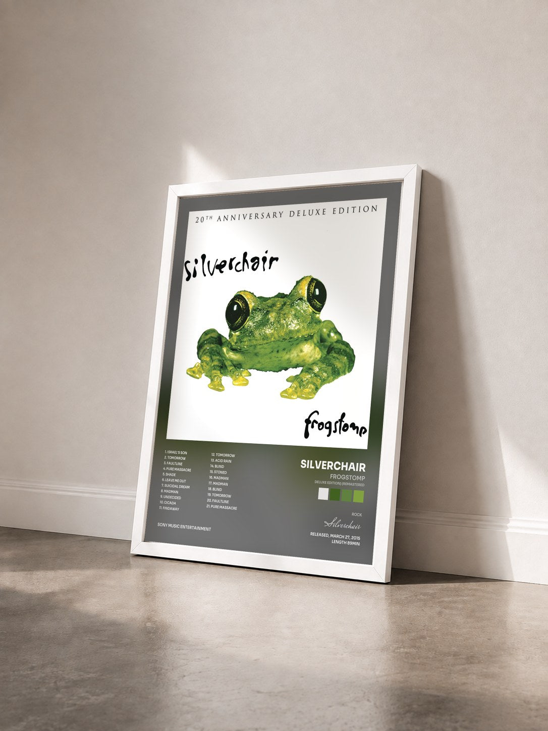 #blanc Frogstomp (Deluxe Edition) (Remastered) de Silverchair en lámina enmarcada vista de tres cuartos, marco blanco