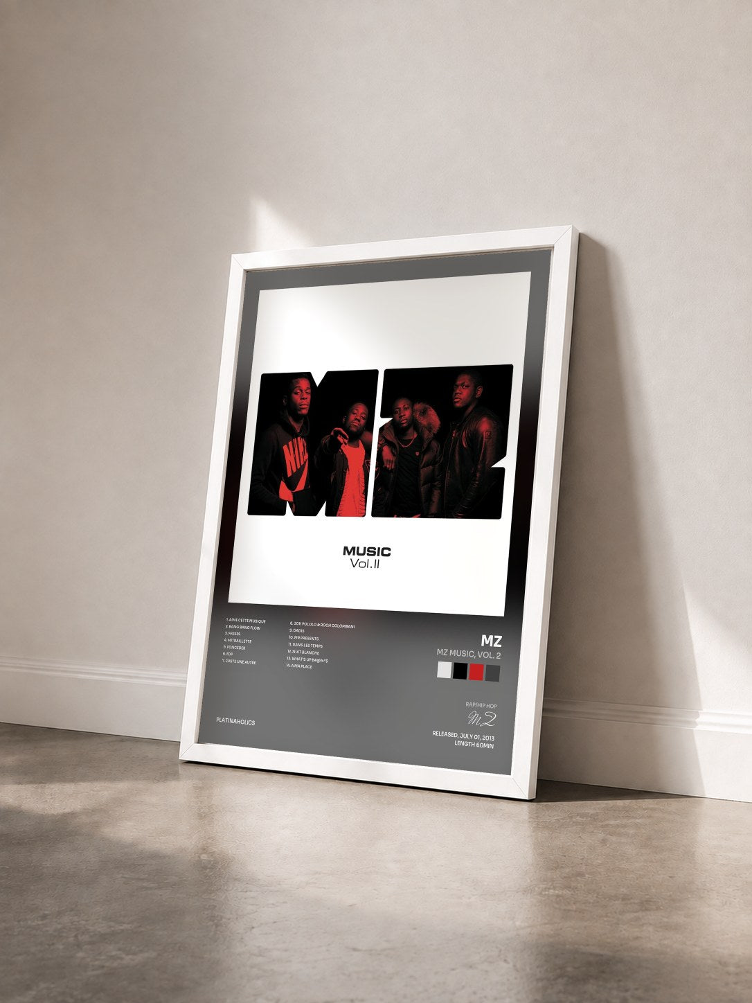 #blanc MZ Music, Vol. 2 von MZ als gerahmter Kunstdruck von schräg gesehen, weißer Rahmen