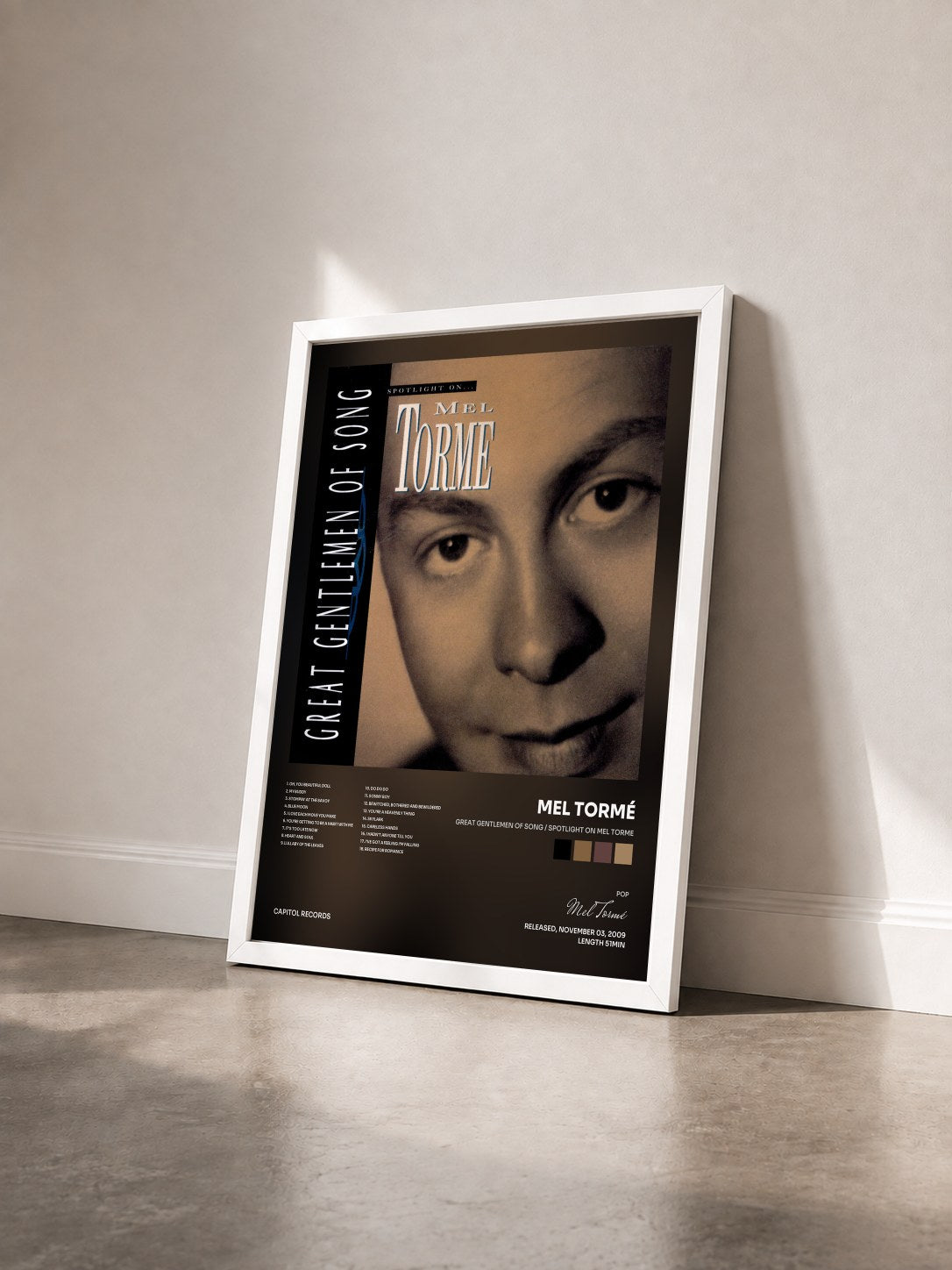 #blanc Tableau de l'album Great Gentlemen Of Song / Spotlight On Mel Torme de Mel Tormé vu de trois quarts, cadre blanc