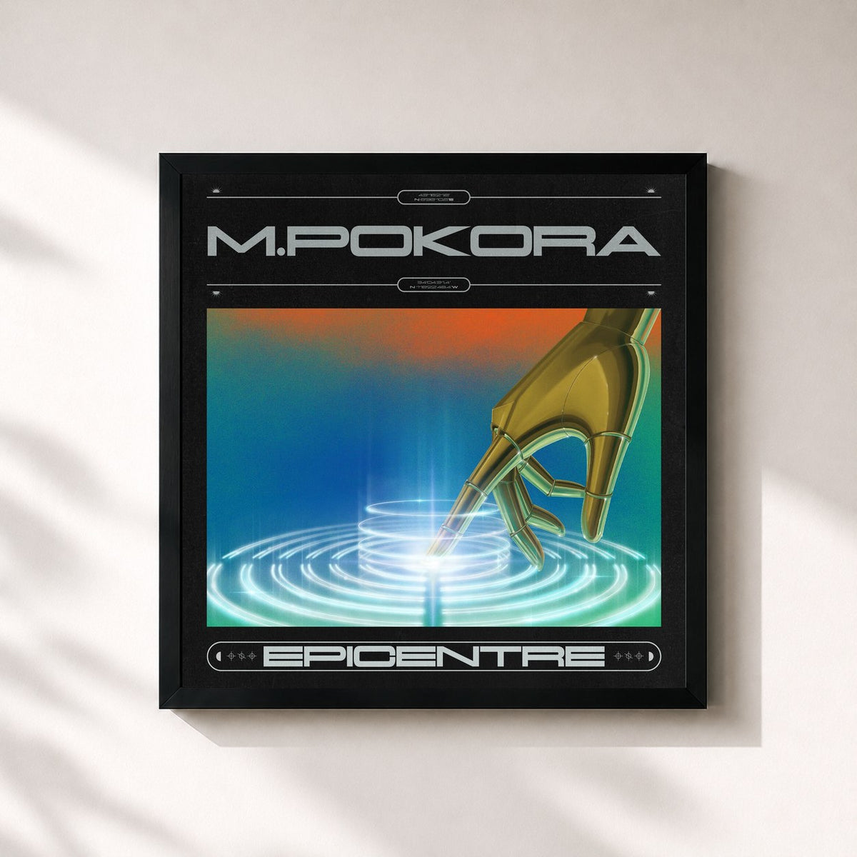 #noir Epicentre di M. Pokora in stampa quadrata incorniciata, cornice nera 32x32 cm