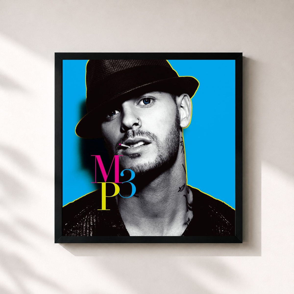 #noir Mp3 di M. Pokora in stampa quadrata incorniciata, cornice nera 32x32 cm