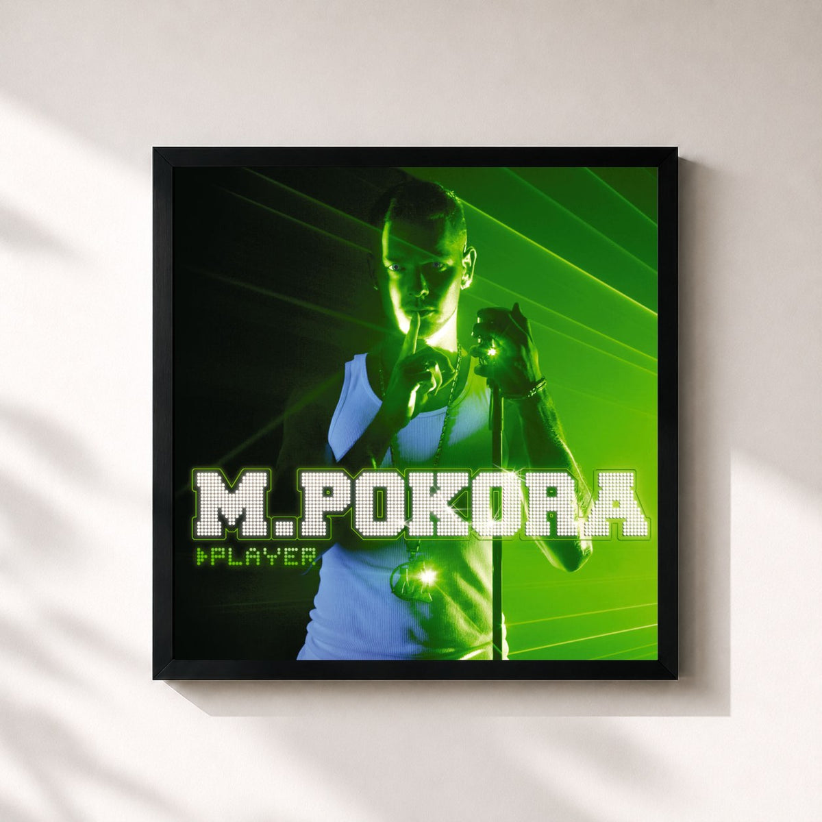#noir Player di M. Pokora in stampa quadrata incorniciata, cornice nera 32x32 cm