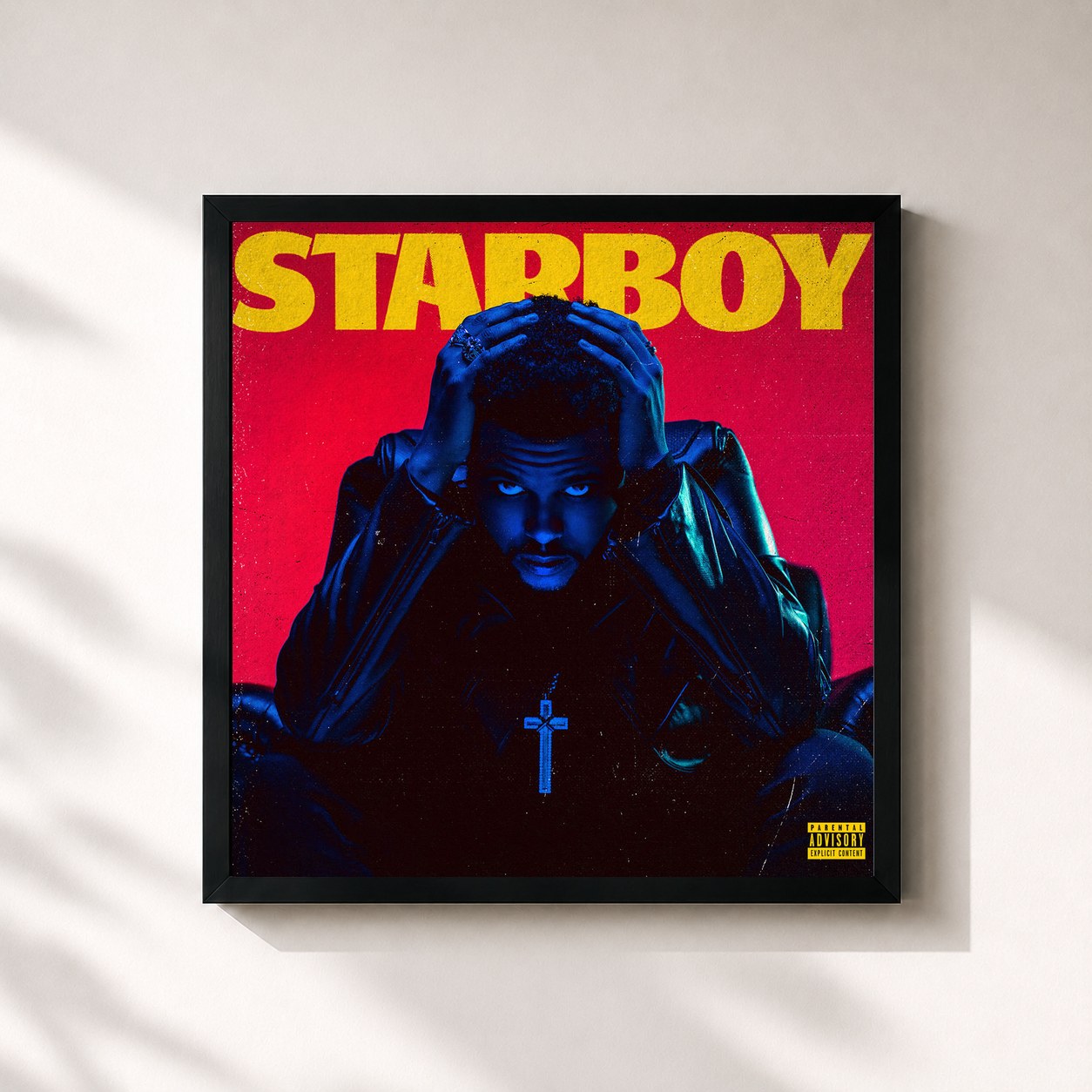 #noir Starboy di The Weeknd in stampa quadrata incorniciata, cornice nera 32x32 cm