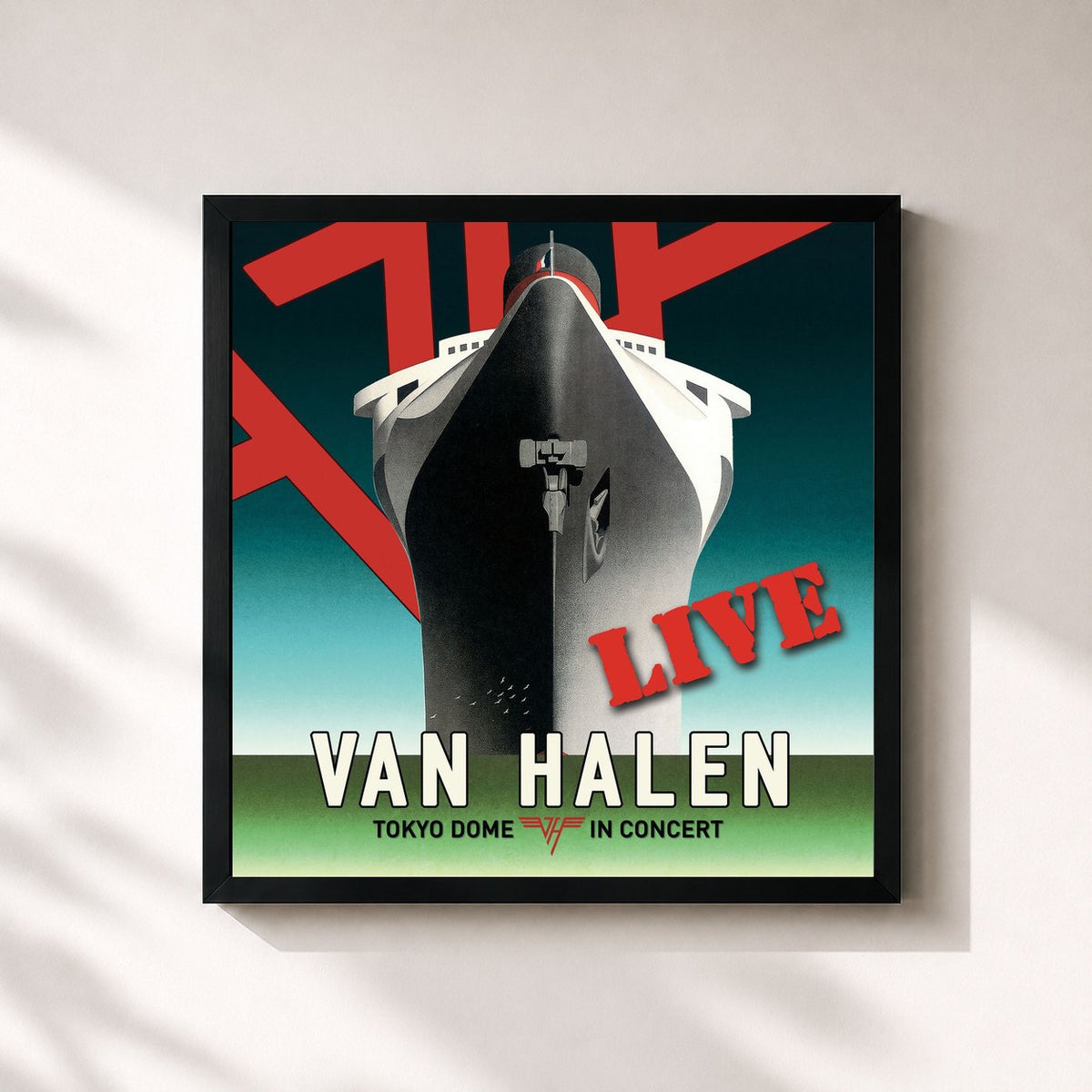 #noir Tableau carré de l'album Tokyo Dome in Concert de Van Halen, cadre noir 32x32 cm