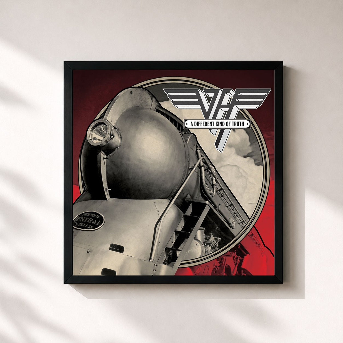#noir Tableau carré de l'album A Different Kind of Truth de Van Halen, cadre noir 32x32 cm
