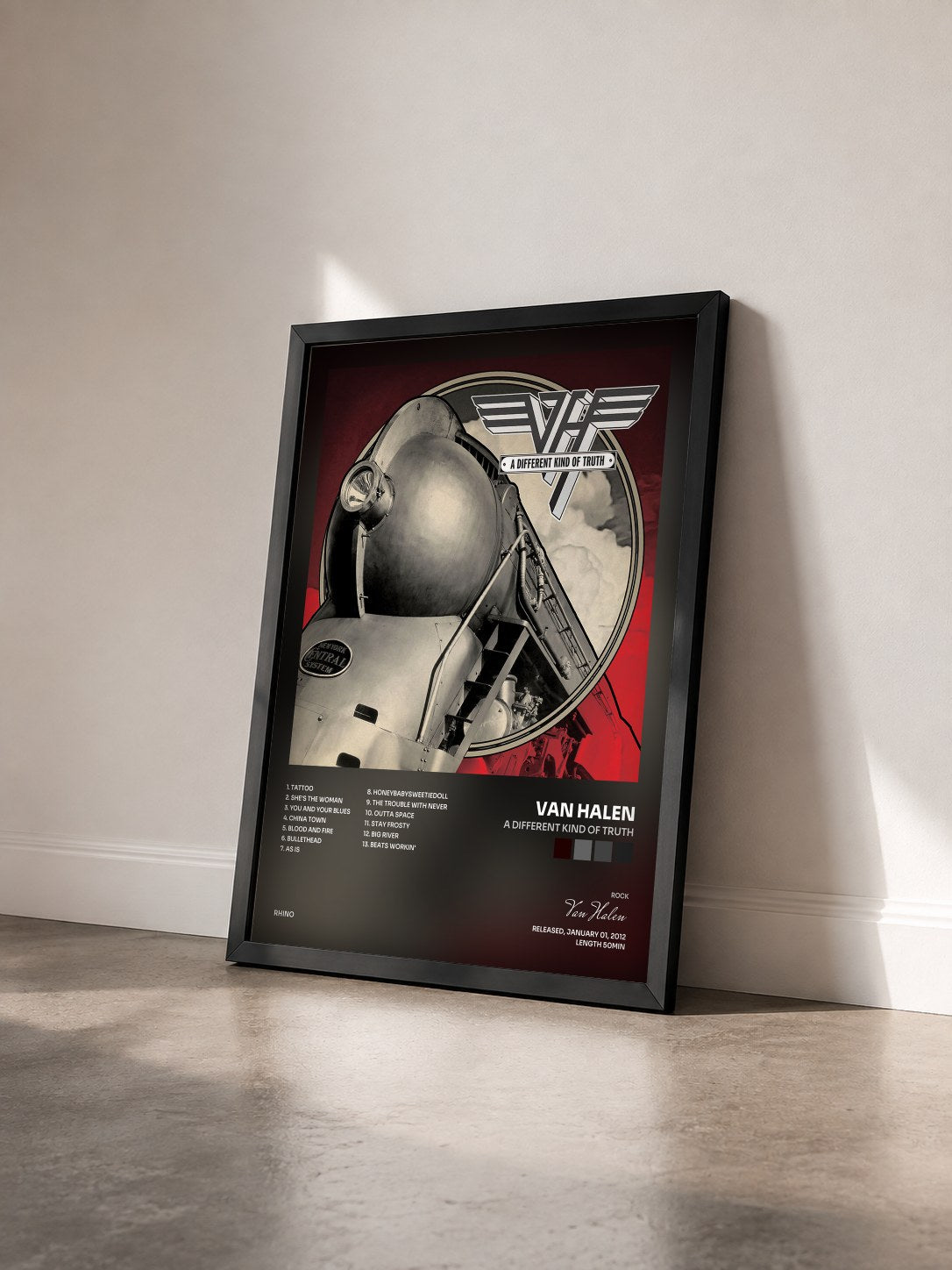 #noir Tableau de l'album A Different Kind of Truth de Van Halen vu de trois quarts, cadre noir