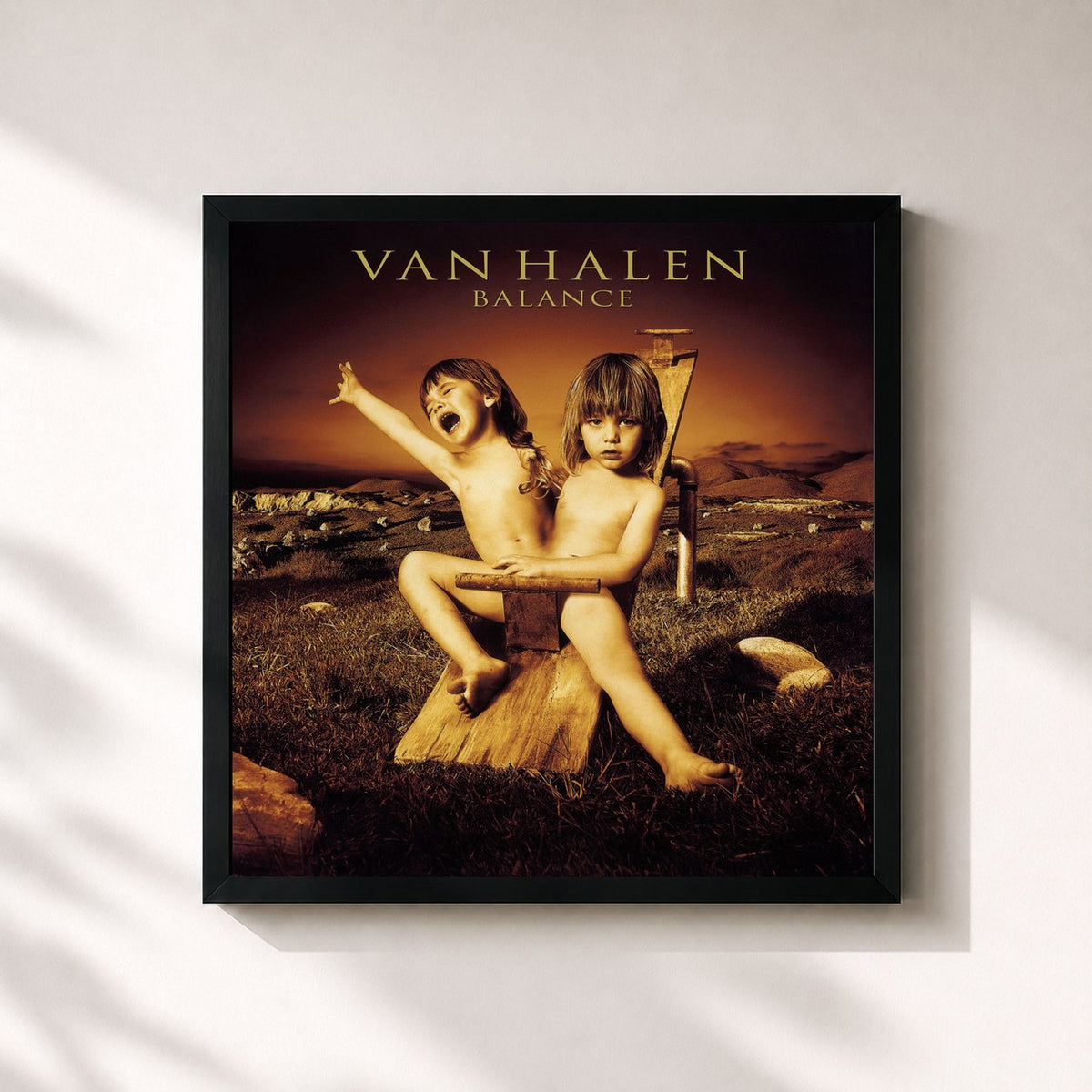 #noir Tableau carré de l'album Balance (2023 Remaster) de Van Halen, cadre noir 32x32 cm