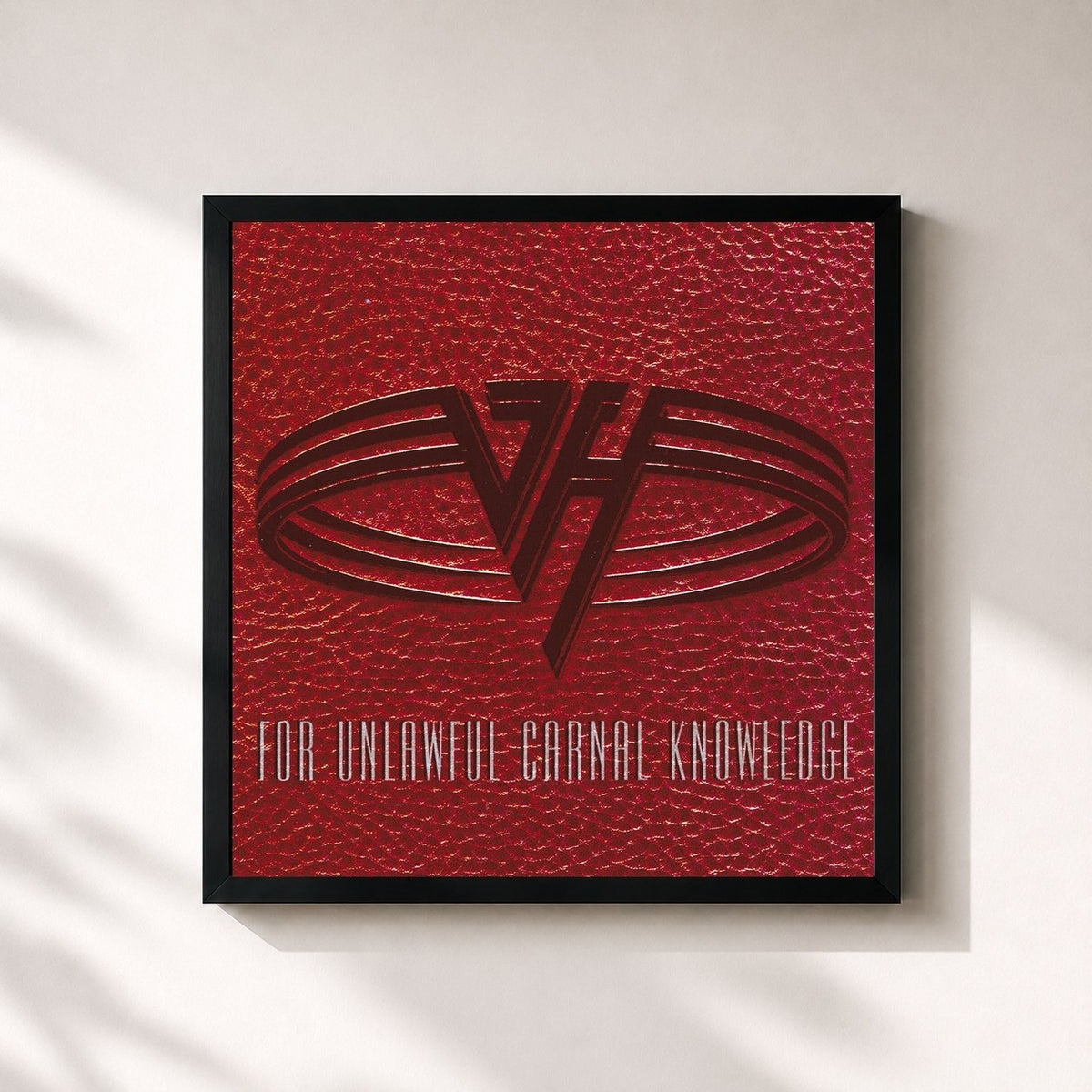 #noir Tableau carré de l'album For Unlawful Carnal Knowledge de Van Halen, cadre noir 32x32 cm