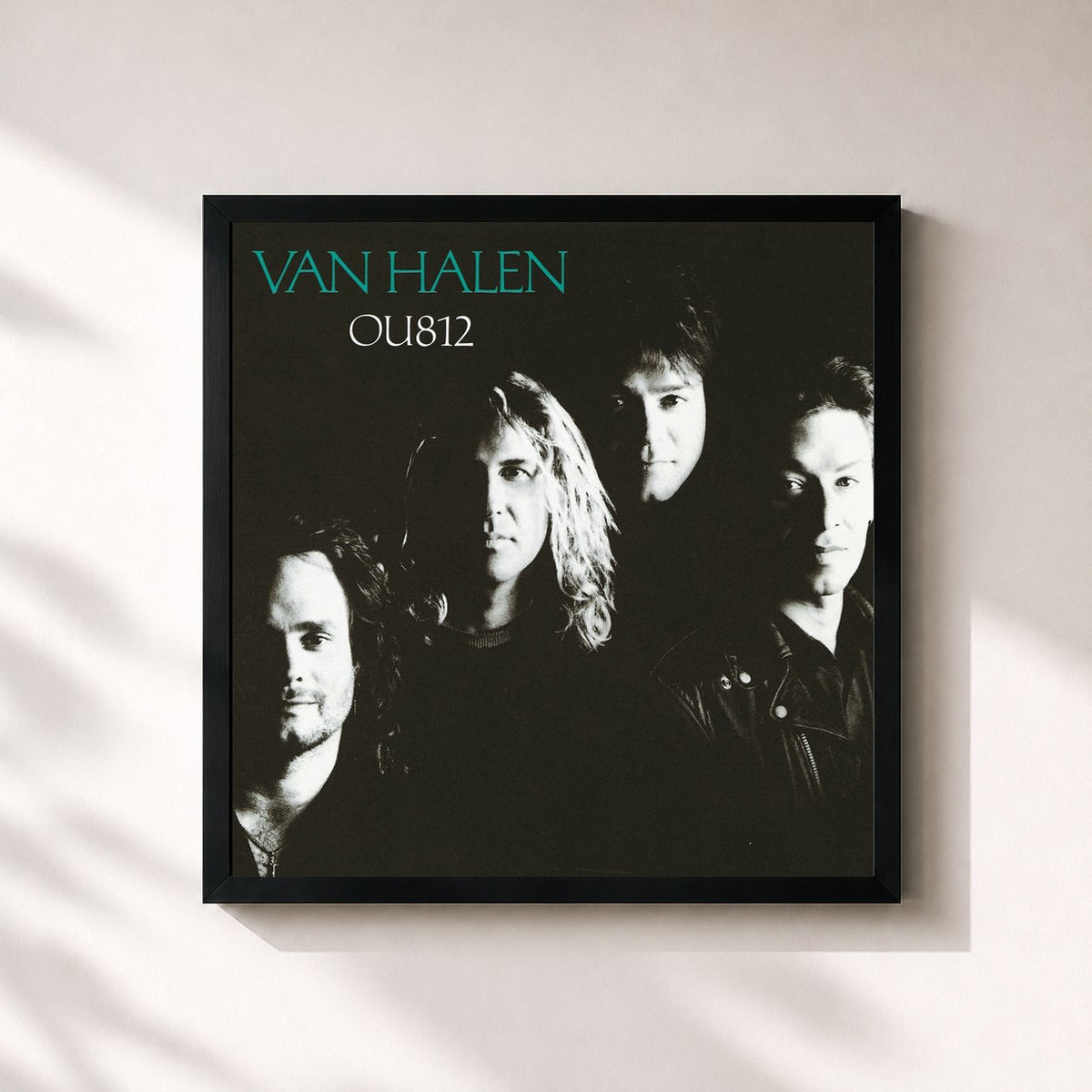 #noir Tableau carré de l'album OU812 de Van Halen, cadre noir 32x32 cm