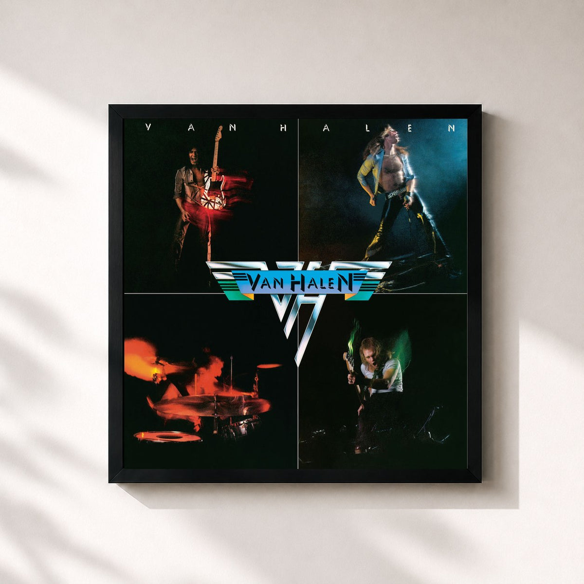 #noir Tableau carré de l'album Van Halen (Remastered) de Van Halen, cadre noir 32x32 cm