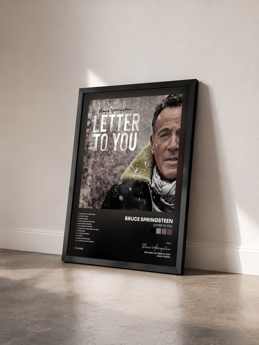 #noir Tableau de l'album Letter To You de Bruce Springsteen vu de trois quarts, cadre noir