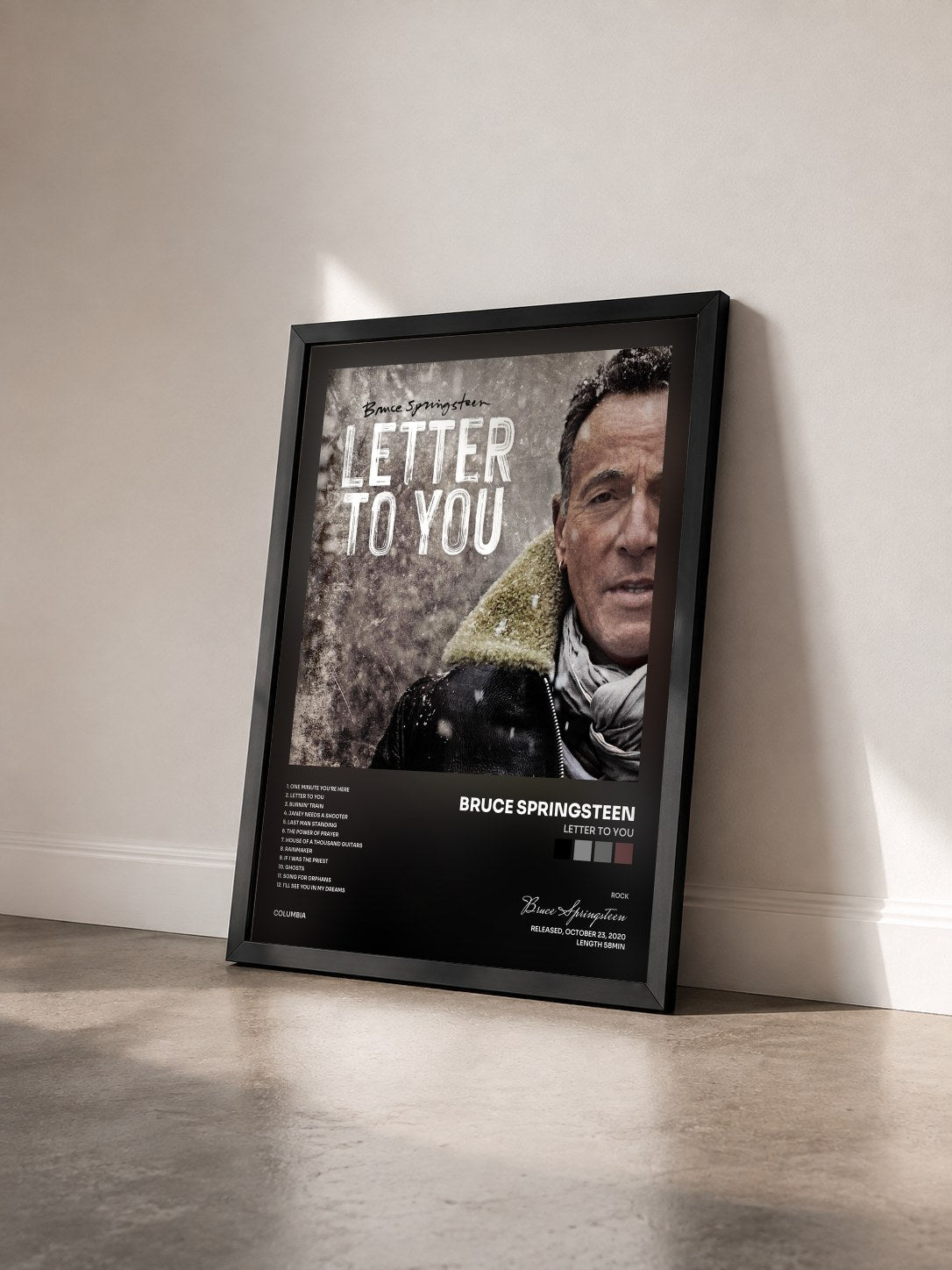#noir Tableau de l'album Letter To You de Bruce Springsteen vu de trois quarts, cadre noir