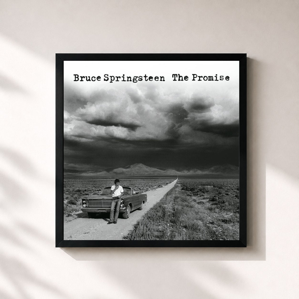 #noir Tableau carré de l'album The Promise de Bruce Springsteen, cadre noir 32x32 cm