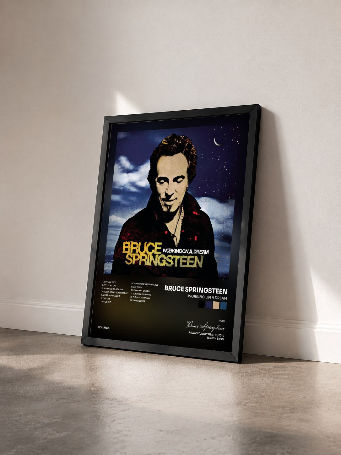 #noir Tableau de l'album Working On A Dream de Bruce Springsteen vu de trois quarts, cadre noir